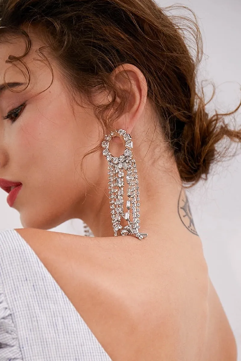 Rhinestone Tassels Drop Earrings 573909591269 sold by Cocomelody product image thumbnail 3