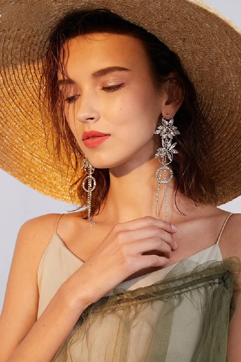 Rhinestone Tassels Drop Earrings 571353900963 sold by Cocomelody product image thumbnail 3