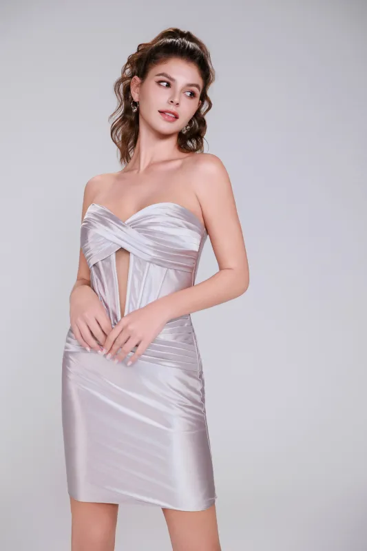 Sheath-Column Mini Stretch Satin Homecoming Dress CS0991 sold by Cocomelody