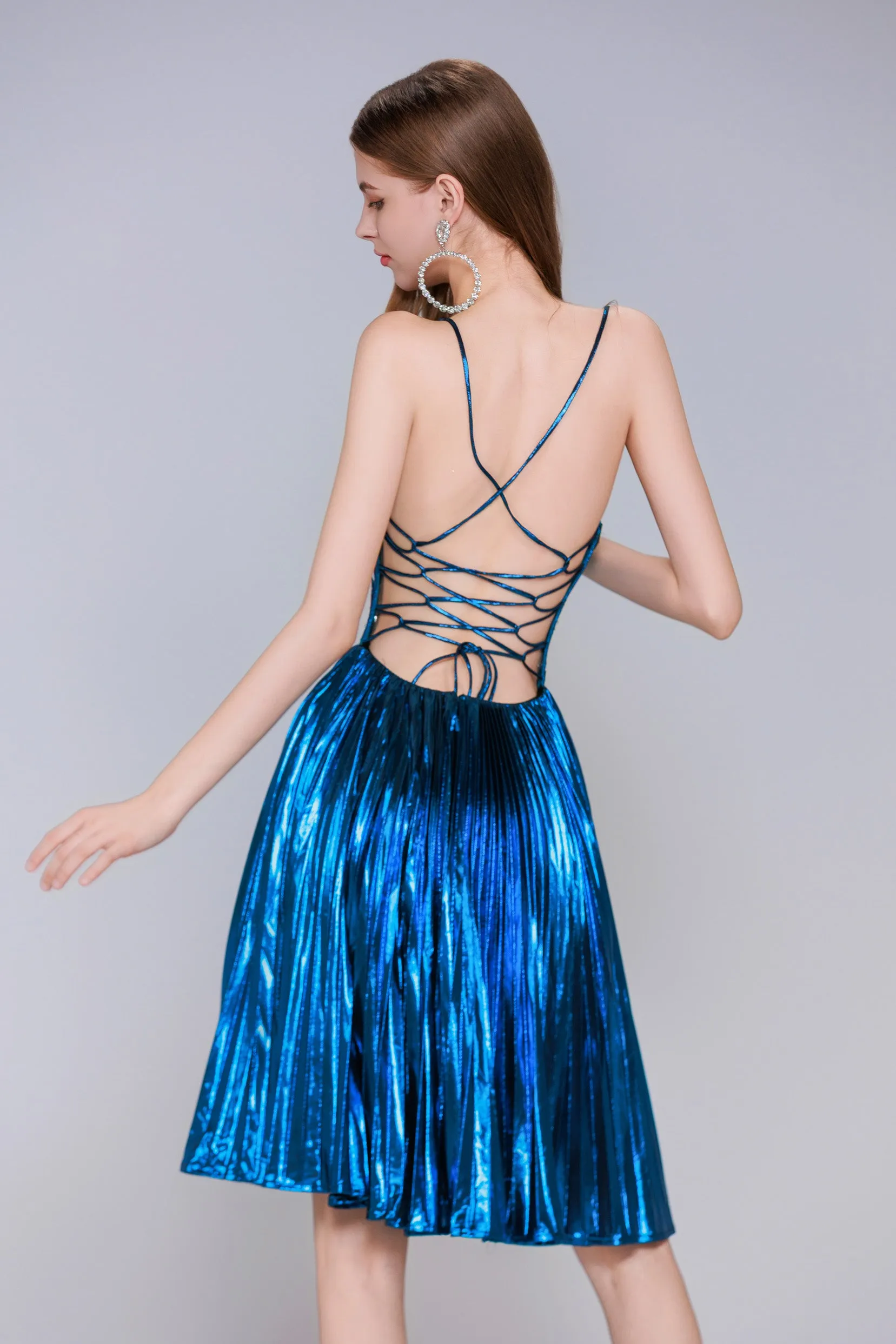 A-Line Mini Metallic Homecoming Dress CS0990 sold by Cocomelody product image thumbnail 2