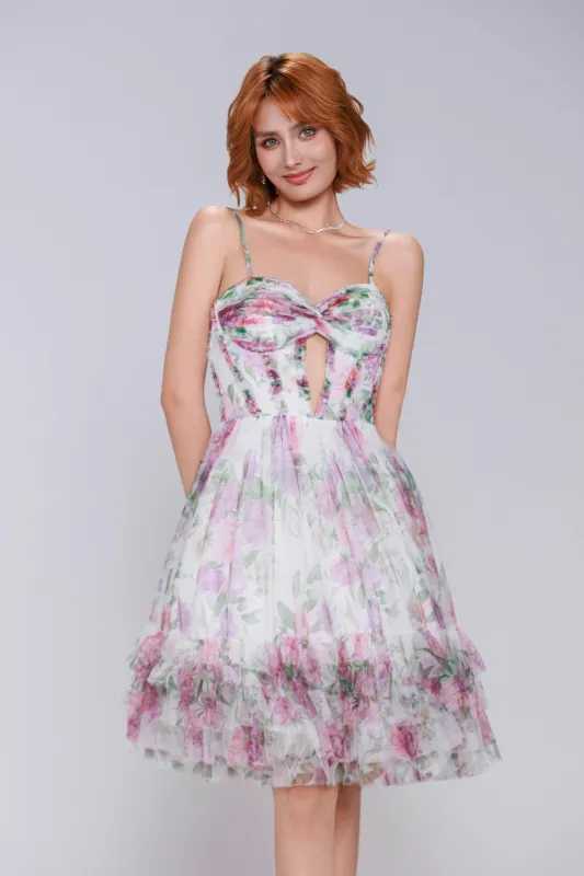 A-Line Mini Printed Gauze Homecoming Dress CS0988 sold by Cocomelody