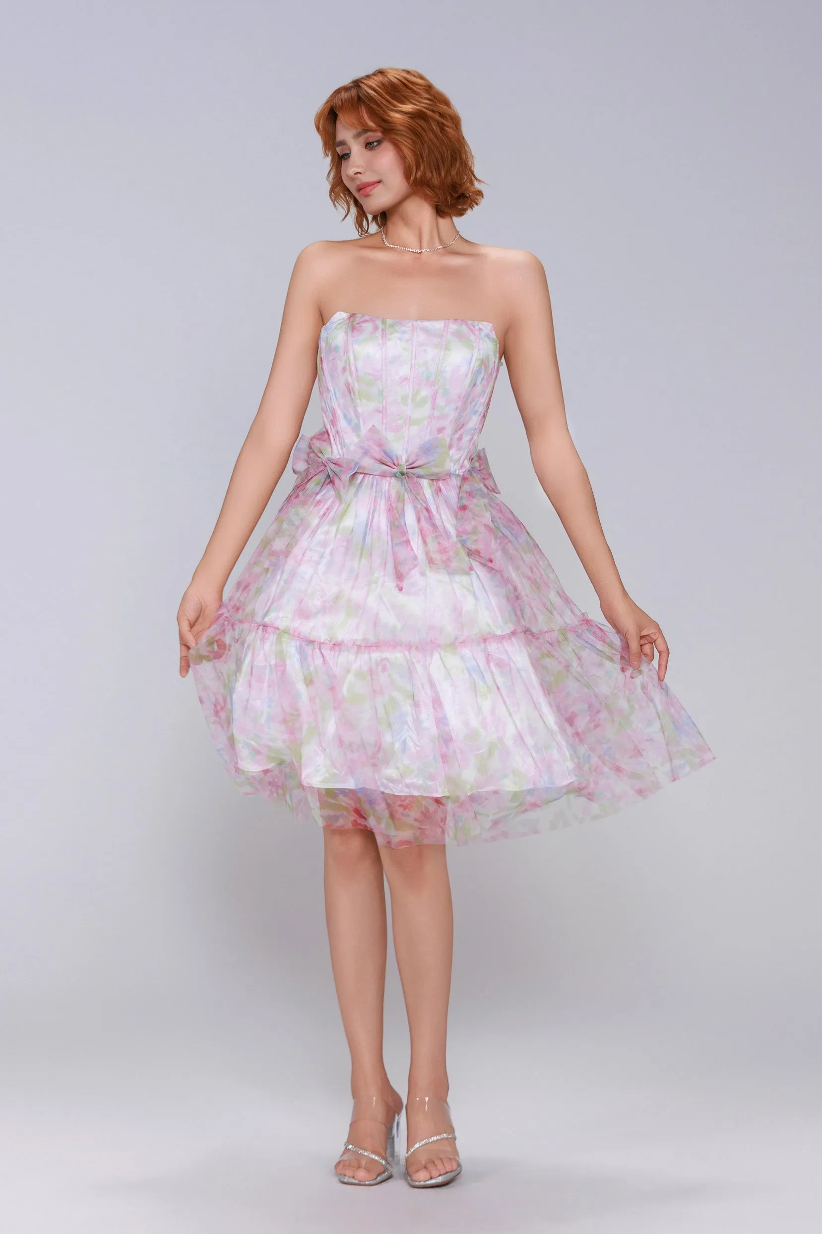 A-Line Mini Printed Gauze Homecoming Dress CS0986 sold by Cocomelody product image thumbnail 3