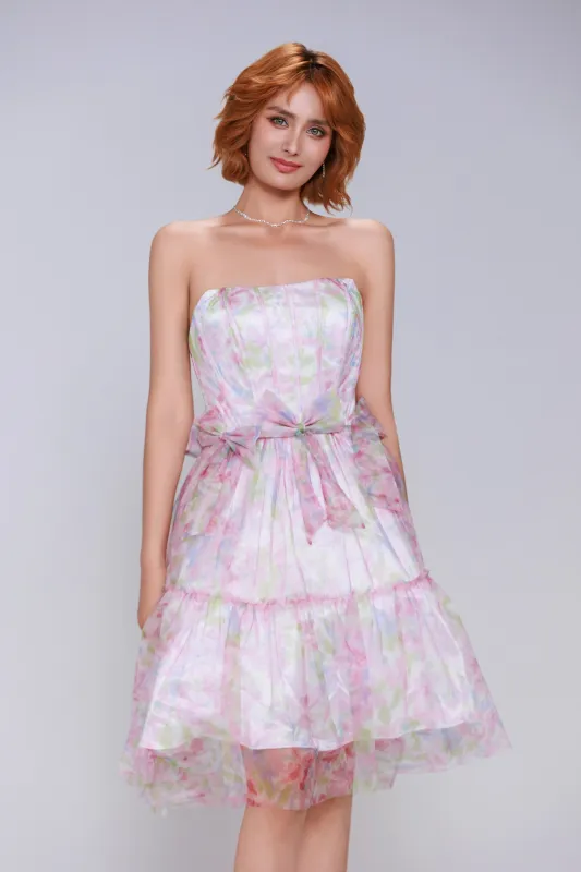 A-Line Mini Printed Gauze Homecoming Dress CS0986 sold by Cocomelody