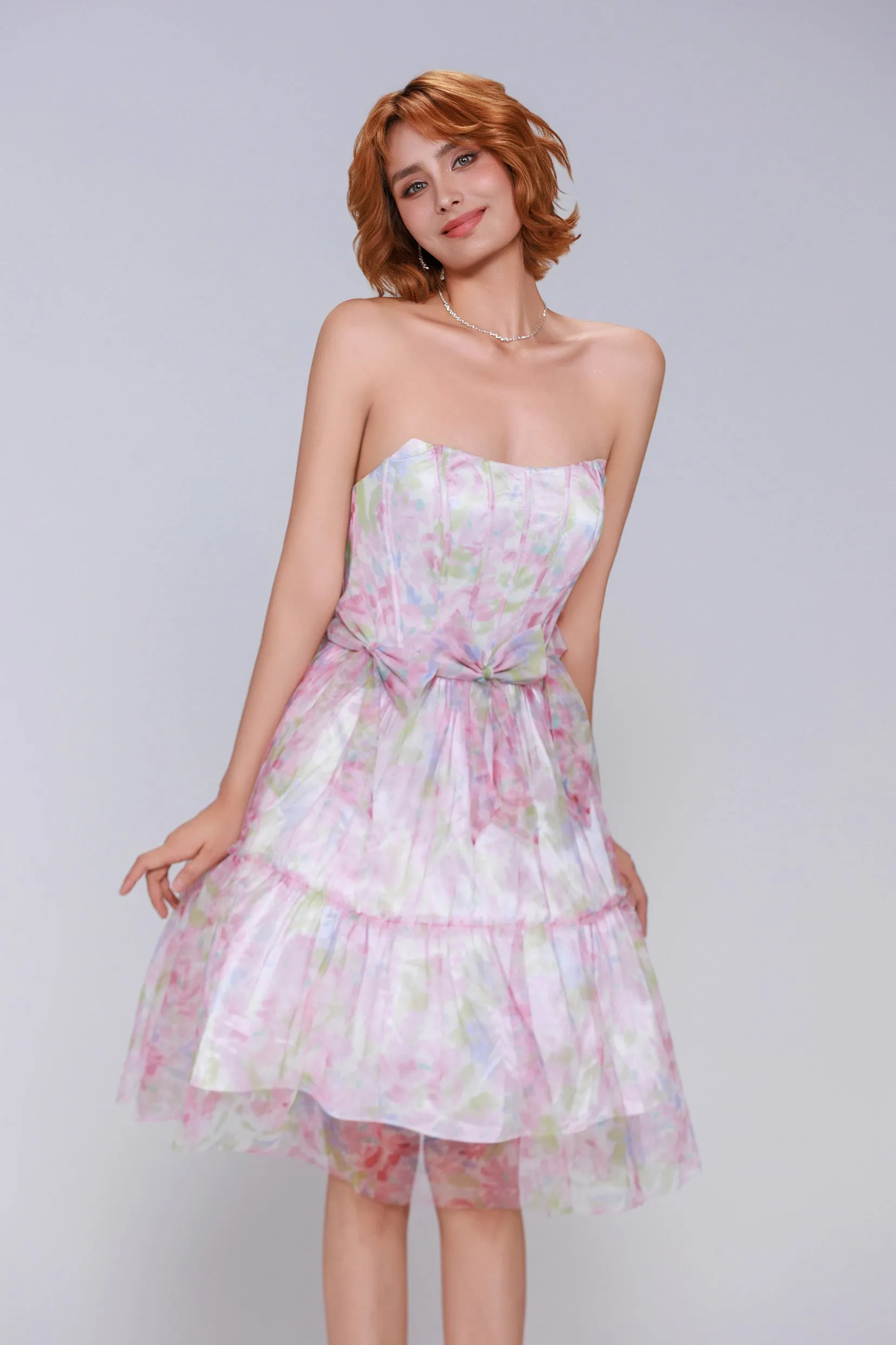 A-Line Mini Printed Gauze Homecoming Dress CS0986 sold by Cocomelody product image thumbnail 4