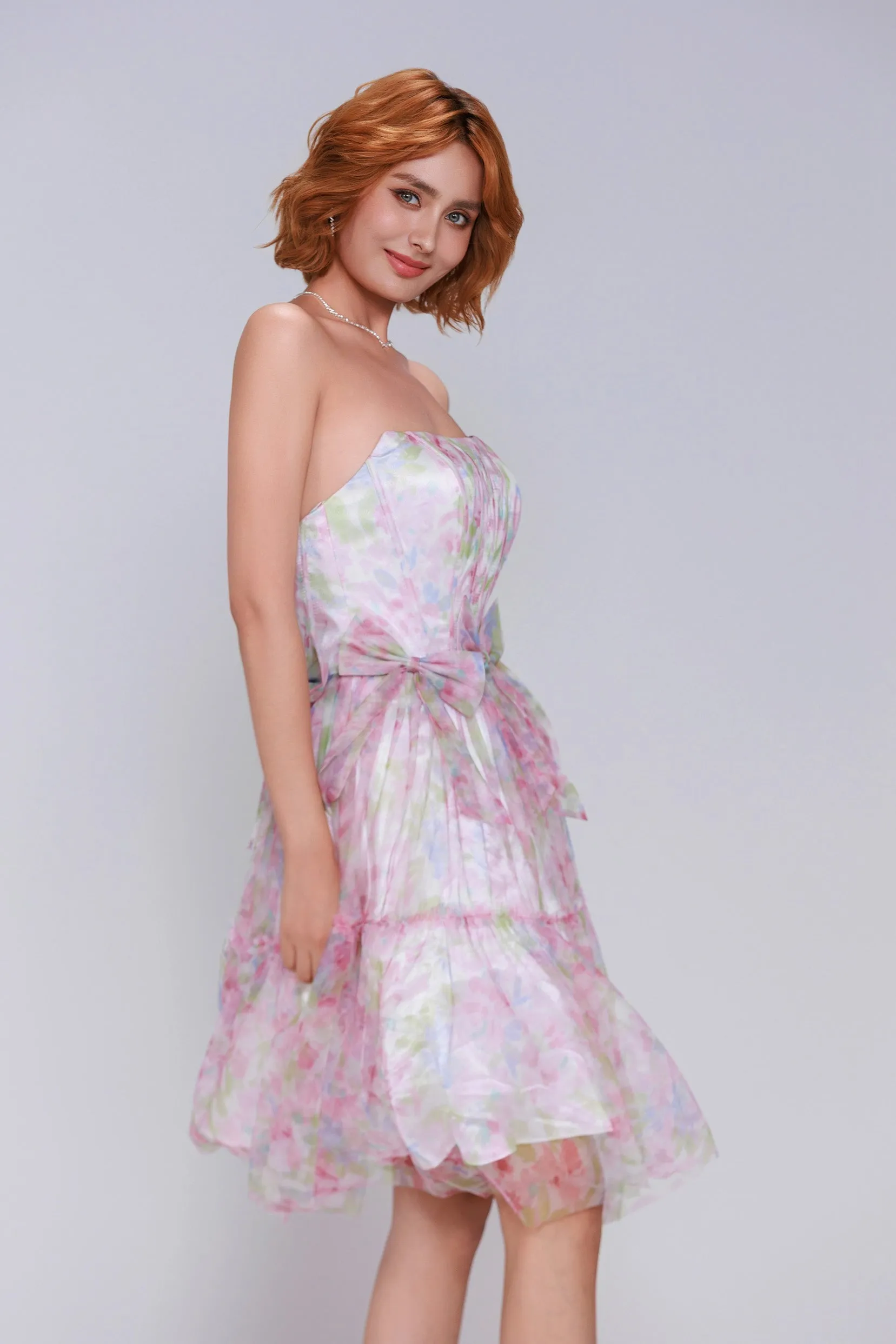 A-Line Mini Printed Gauze Homecoming Dress CS0986 sold by Cocomelody product image thumbnail 5