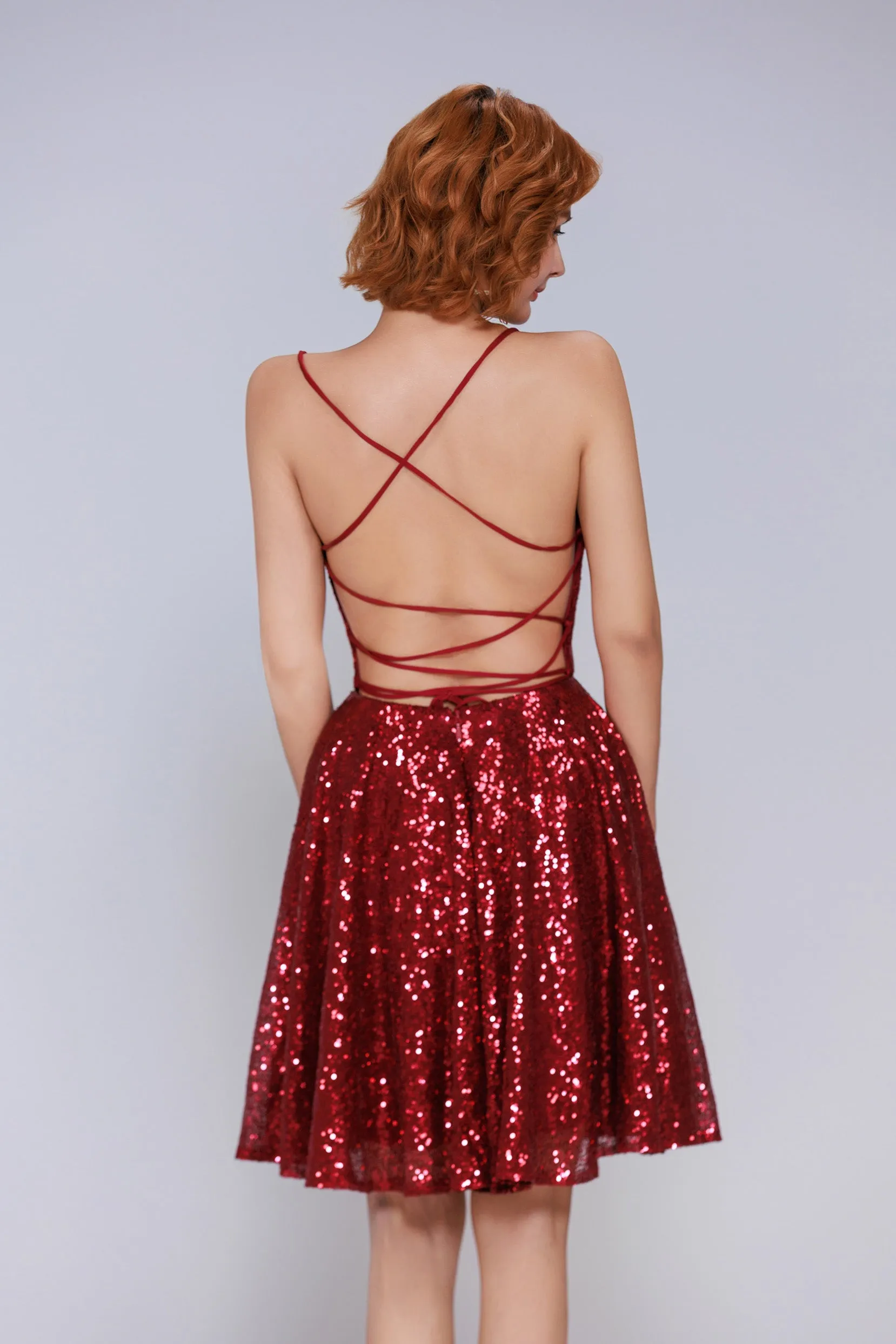 A-Line Mini Sequined Homecoming Dress CS0983 sold by Cocomelody product image thumbnail 2