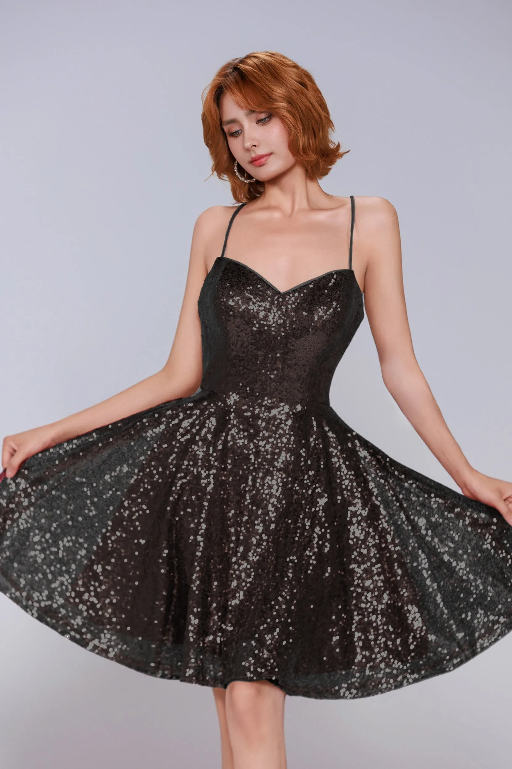 A-Line Mini Sequined Homecoming Dress CS0983 sold by Cocomelody product image thumbnail 5