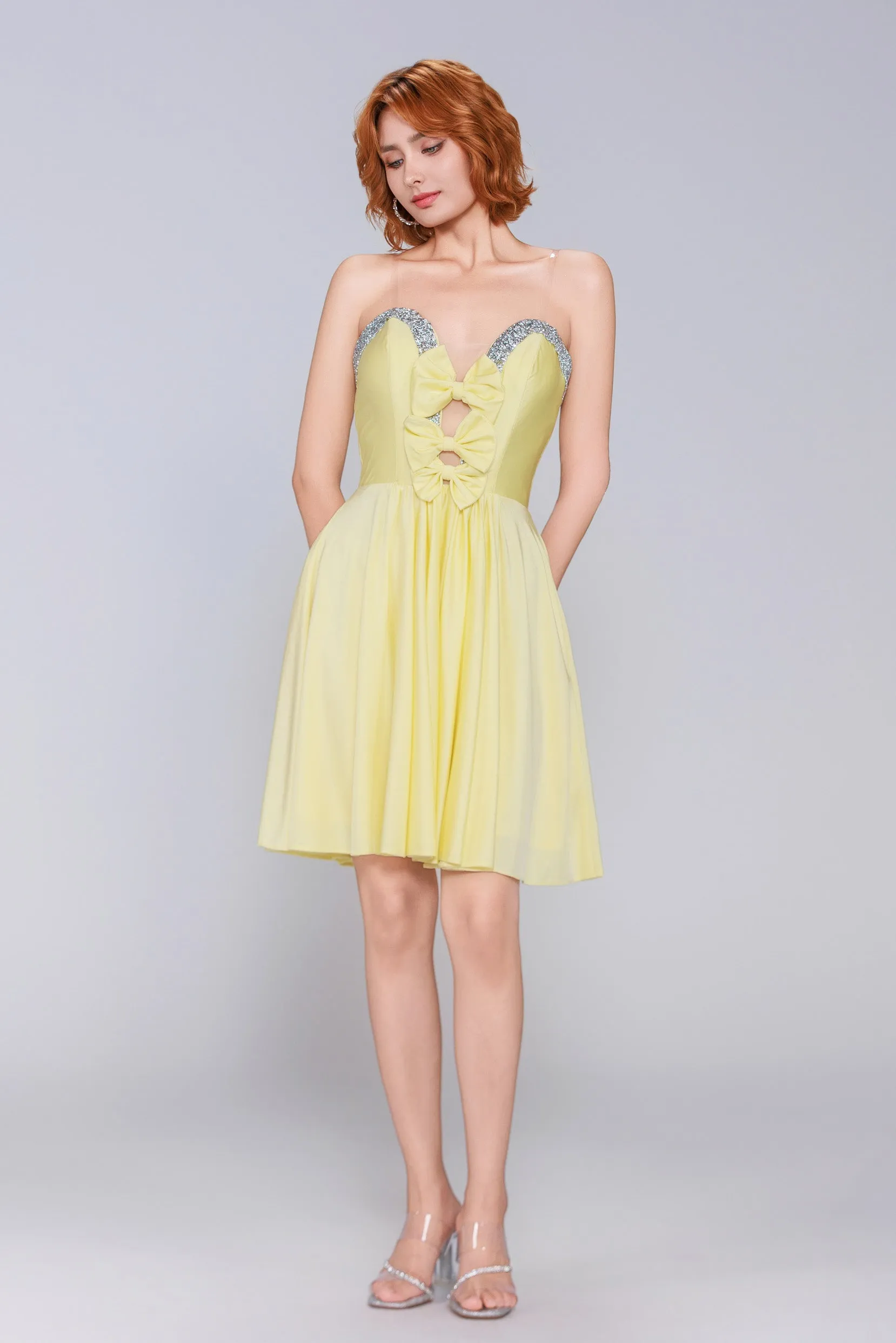 A-Line Mini Stretch Crepe Homecoming Dress CS0980 sold by Cocomelody product image thumbnail 3