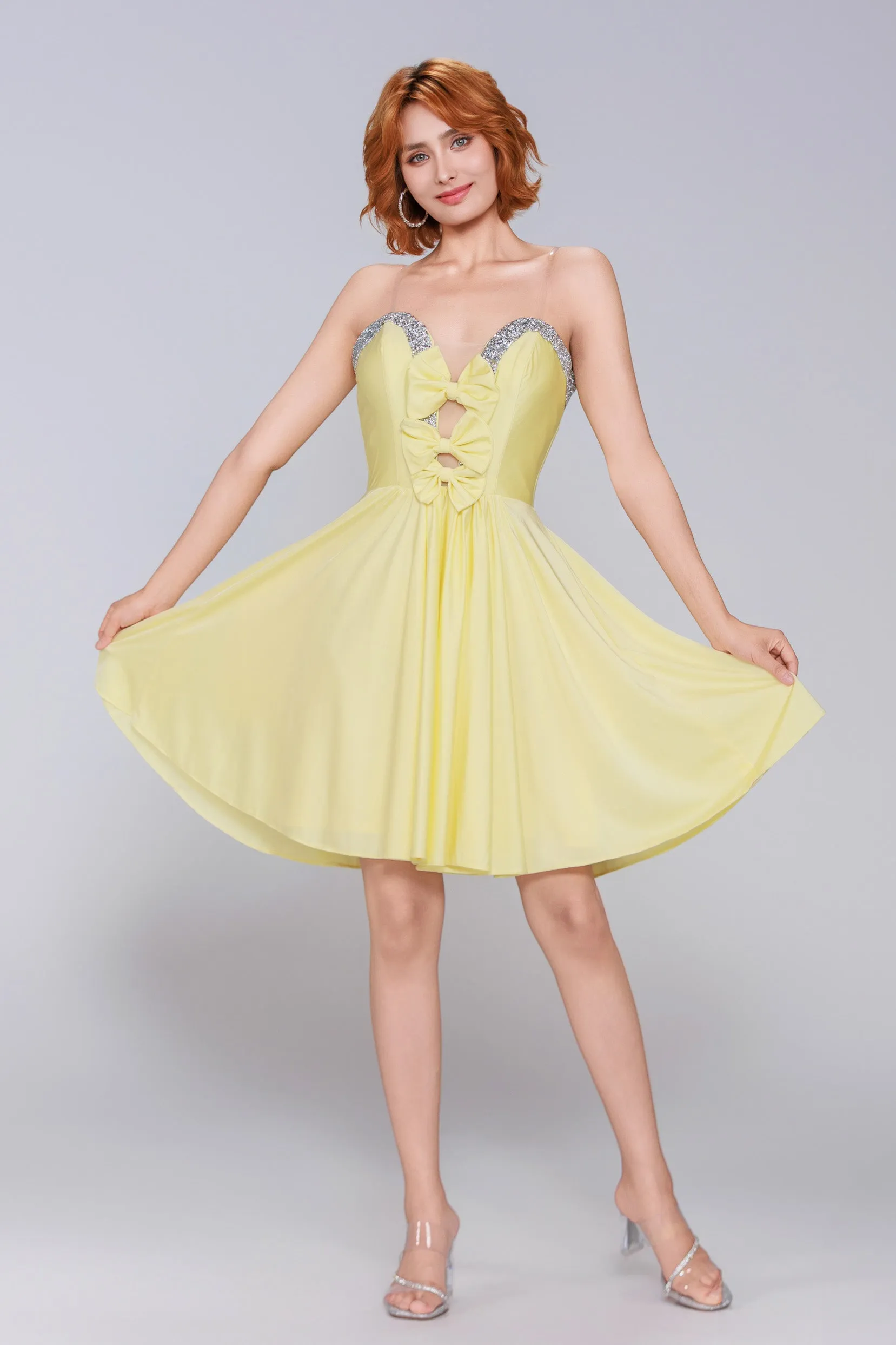 A-Line Mini Stretch Crepe Homecoming Dress CS0980 sold by Cocomelody product image thumbnail 4