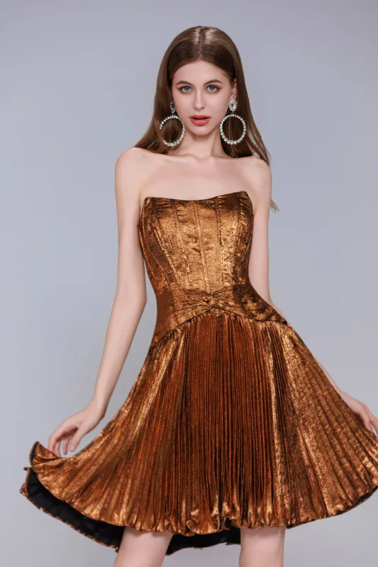 A-Line Mini Metallic Homecoming Dress CS0969 sold by Cocomelody