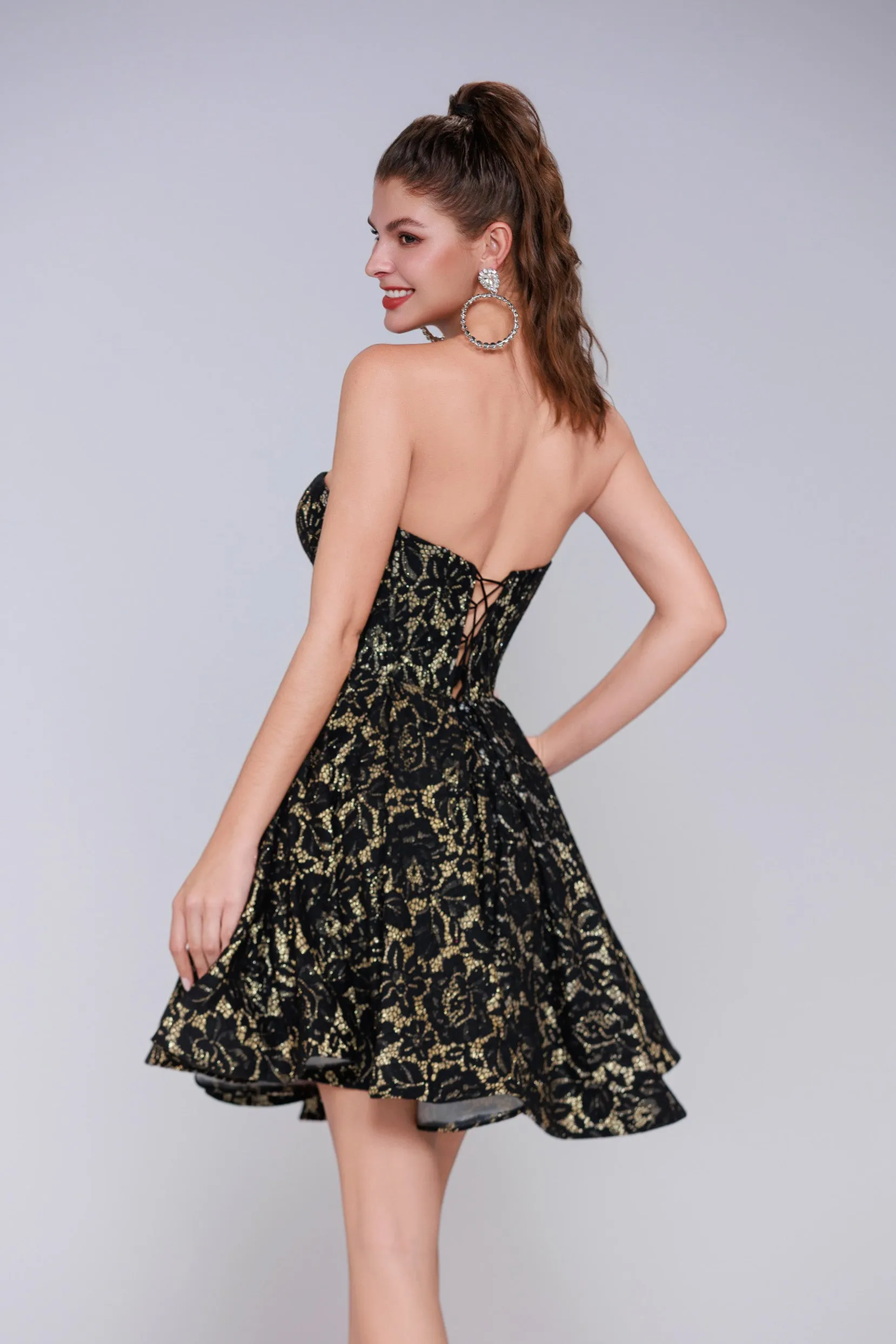 A-Line Mini Lace Homecoming Dress CS0947 sold by Cocomelody product image thumbnail 2