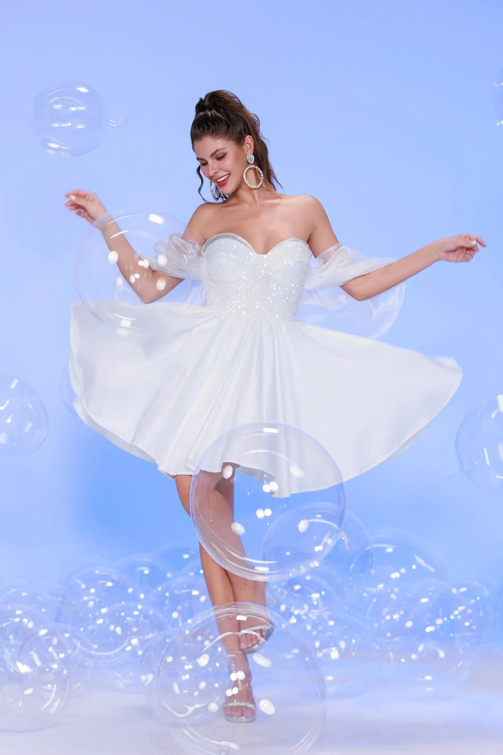 Princess Mini Satin Homecoming Dress CS0945 sold by Cocomelody product image thumbnail 3
