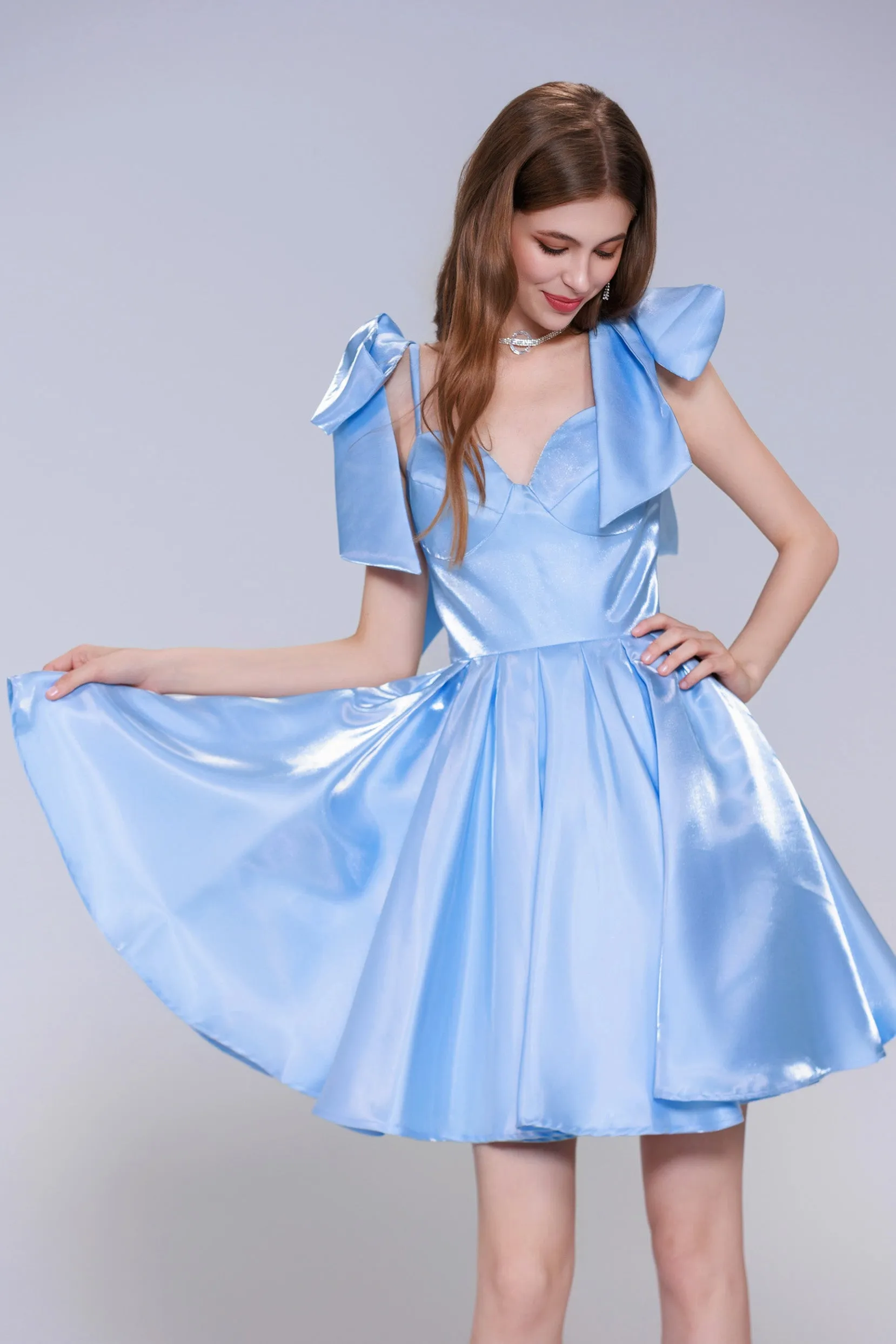 Princess Mini Satin Homecoming Dress CS0944 sold by Cocomelody product image thumbnail 5
