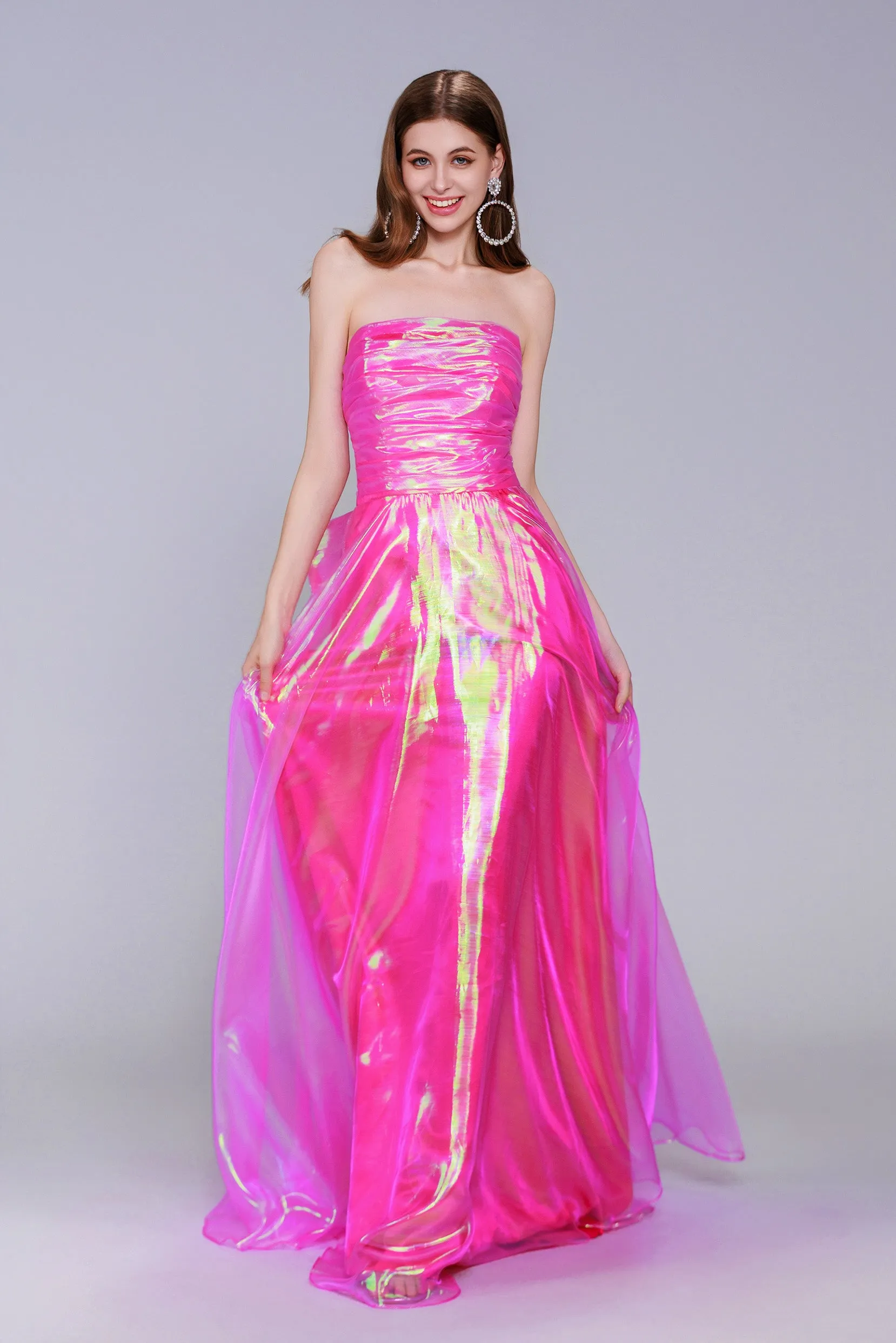 A-Line Sweep-Brush Train Organza Prom Dress CS0954 sold by Cocomelody product image thumbnail 4