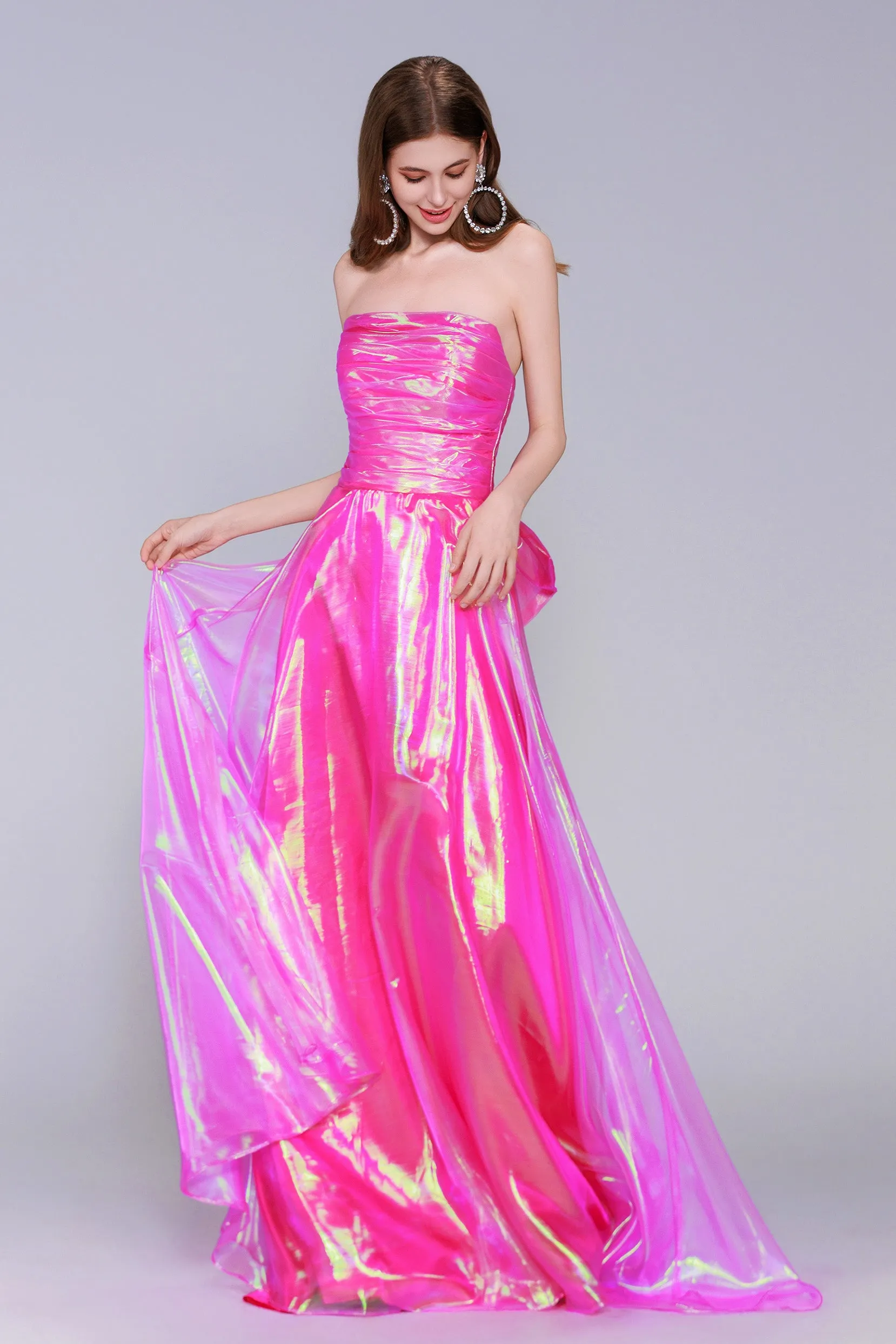 A-Line Sweep-Brush Train Organza Prom Dress CS0954 sold by Cocomelody