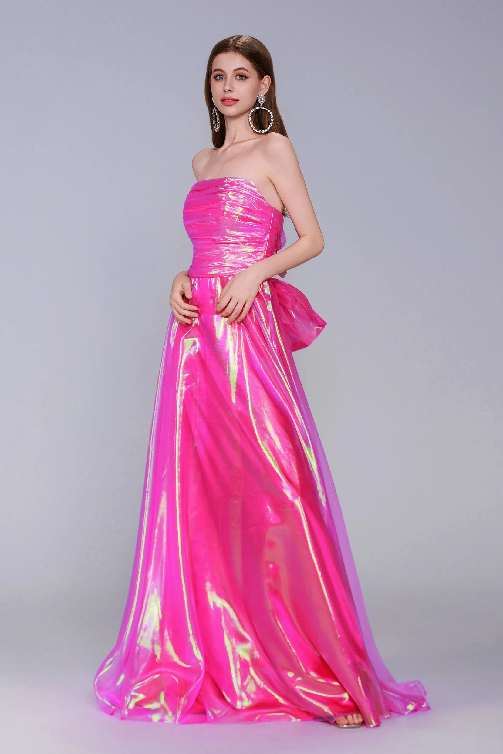 A-Line Sweep-Brush Train Organza Prom Dress CS0954 sold by Cocomelody product image thumbnail 5