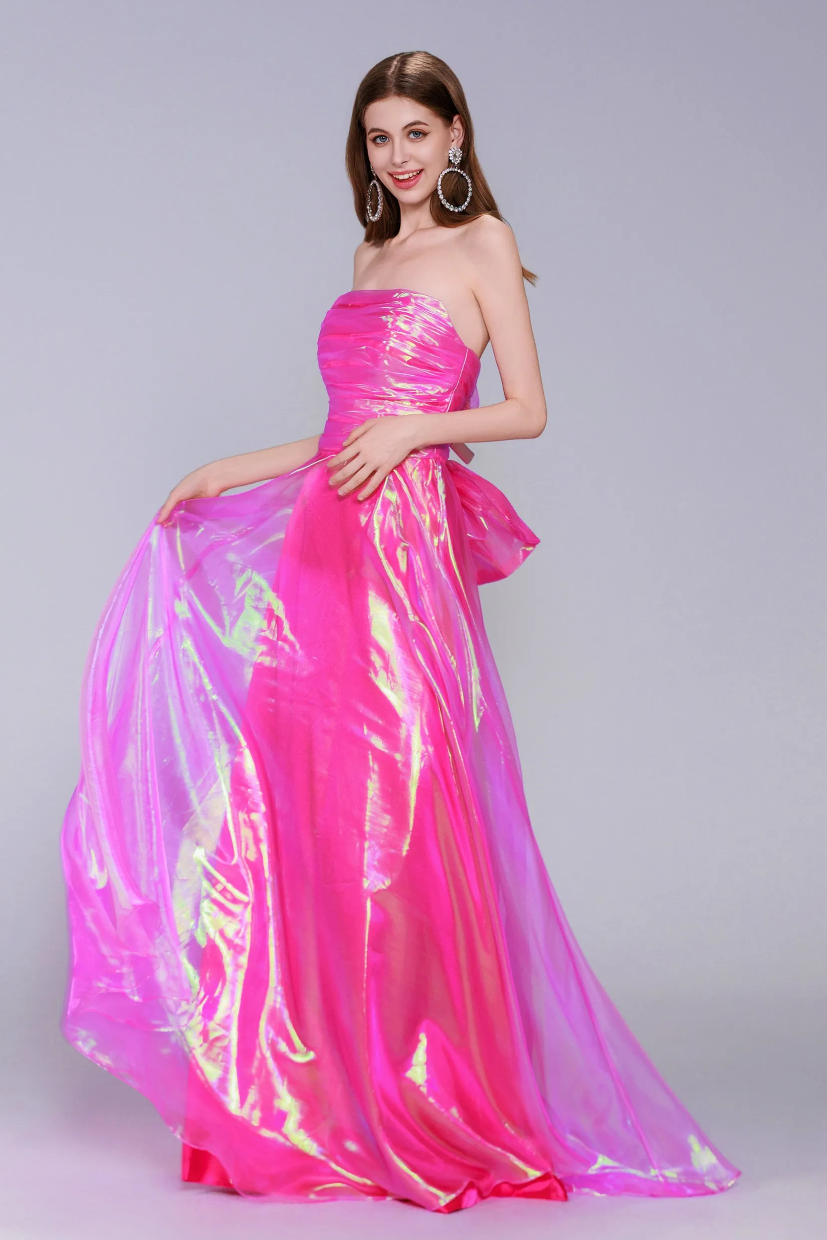 A-Line Sweep-Brush Train Organza Prom Dress CS0954 sold by Cocomelody product image thumbnail 3