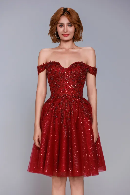 A-Line Mini Glitter Homecoming Dress CS1037 sold by Cocomelody