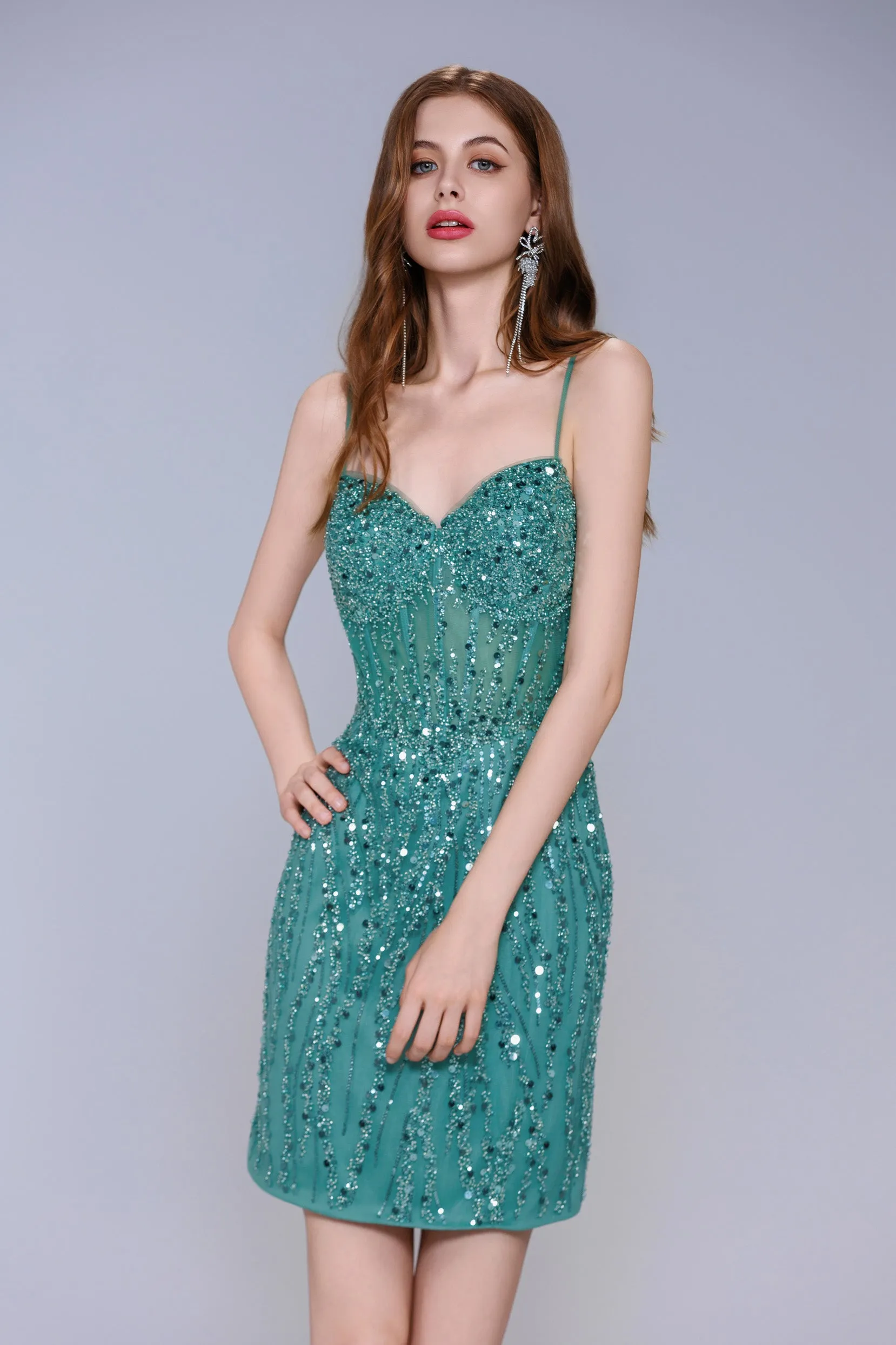 Sheath-Column Mini Sparkle Tulle Homecoming Dress CS1027 sold by Cocomelody product image thumbnail 4