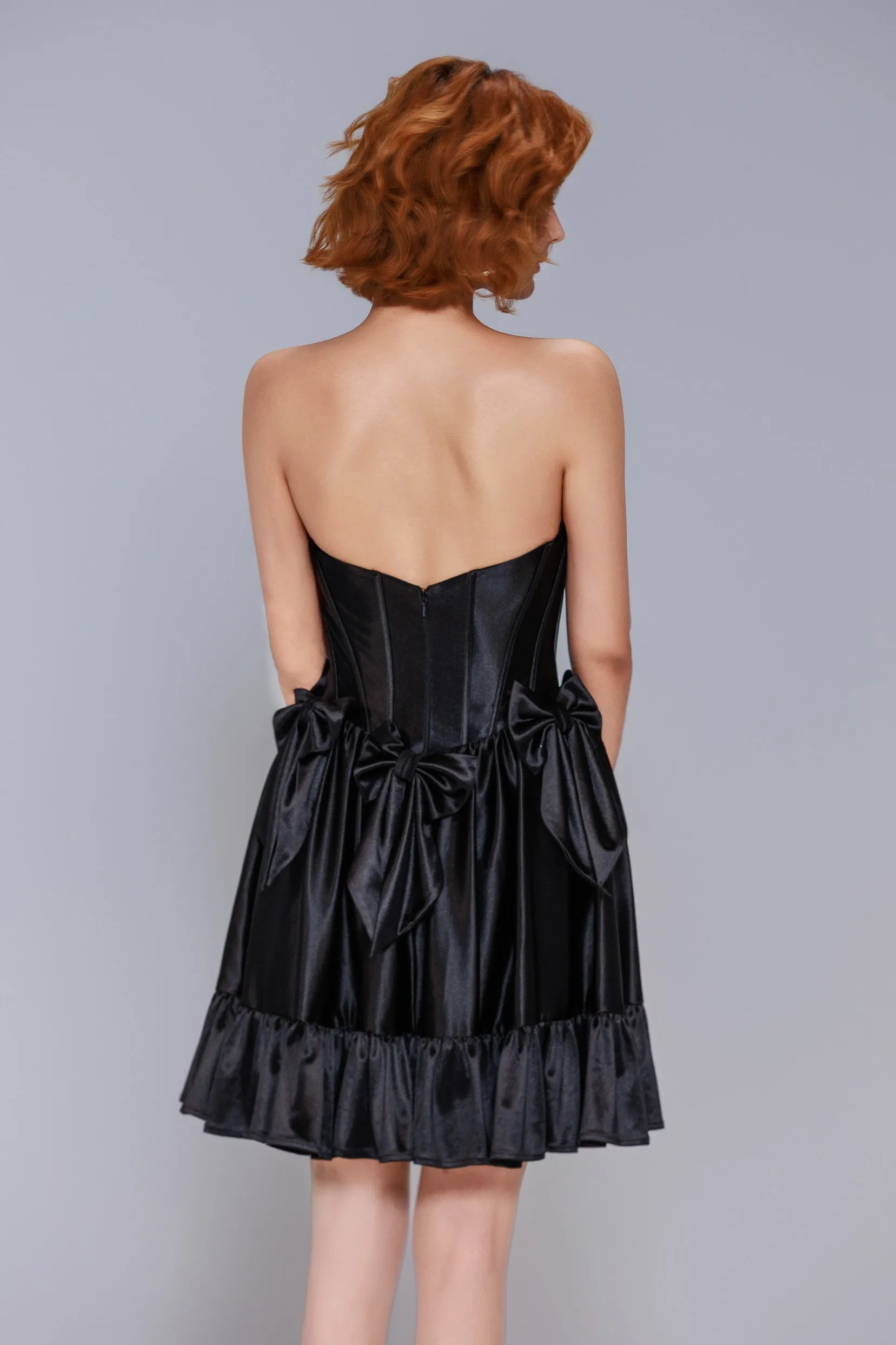 A-Line Mini Stretch Satin Homecoming Dress CS1015 sold by Cocomelody product image thumbnail 2