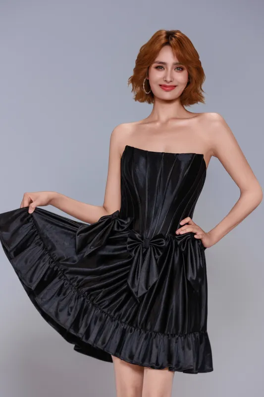 A-Line Mini Stretch Satin Homecoming Dress CS1015 sold by Cocomelody