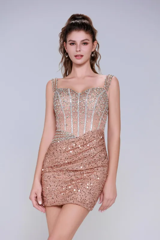 Sheath-Column Mini Sequined Homecoming Dress CS0996 sold by Cocomelody