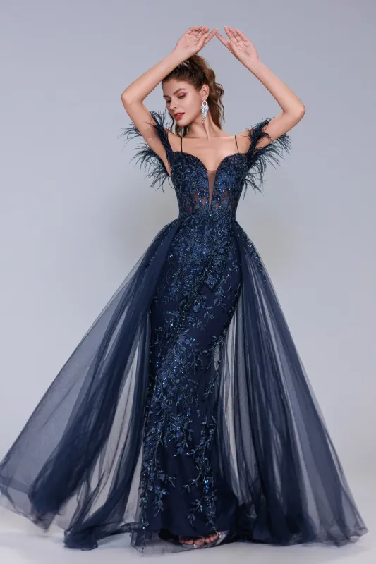 Sheath-Column Maxi Tulle Prom Dress CS1072 sold by Cocomelody