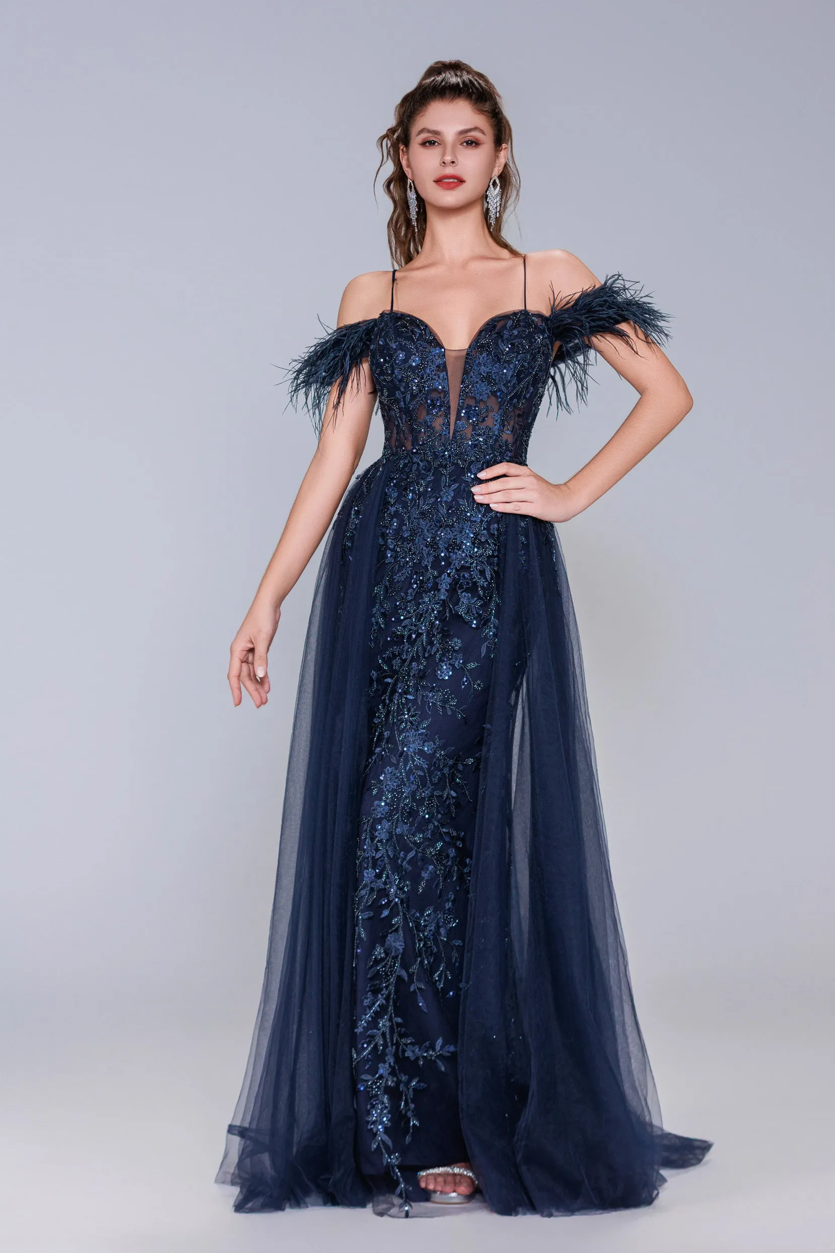 Sheath-Column Maxi Tulle Prom Dress CS1072 sold by Cocomelody product image thumbnail 5