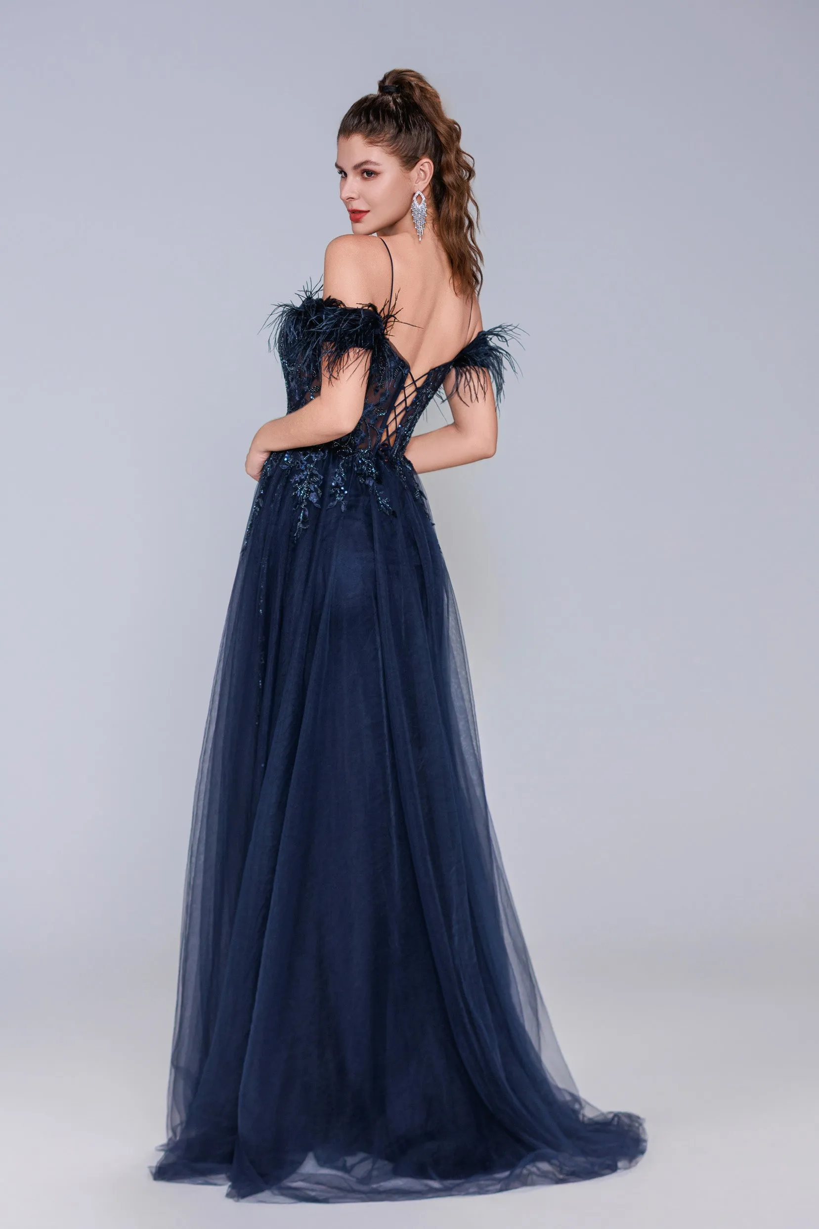 Sheath-Column Maxi Tulle Prom Dress CS1072 sold by Cocomelody product image thumbnail 2