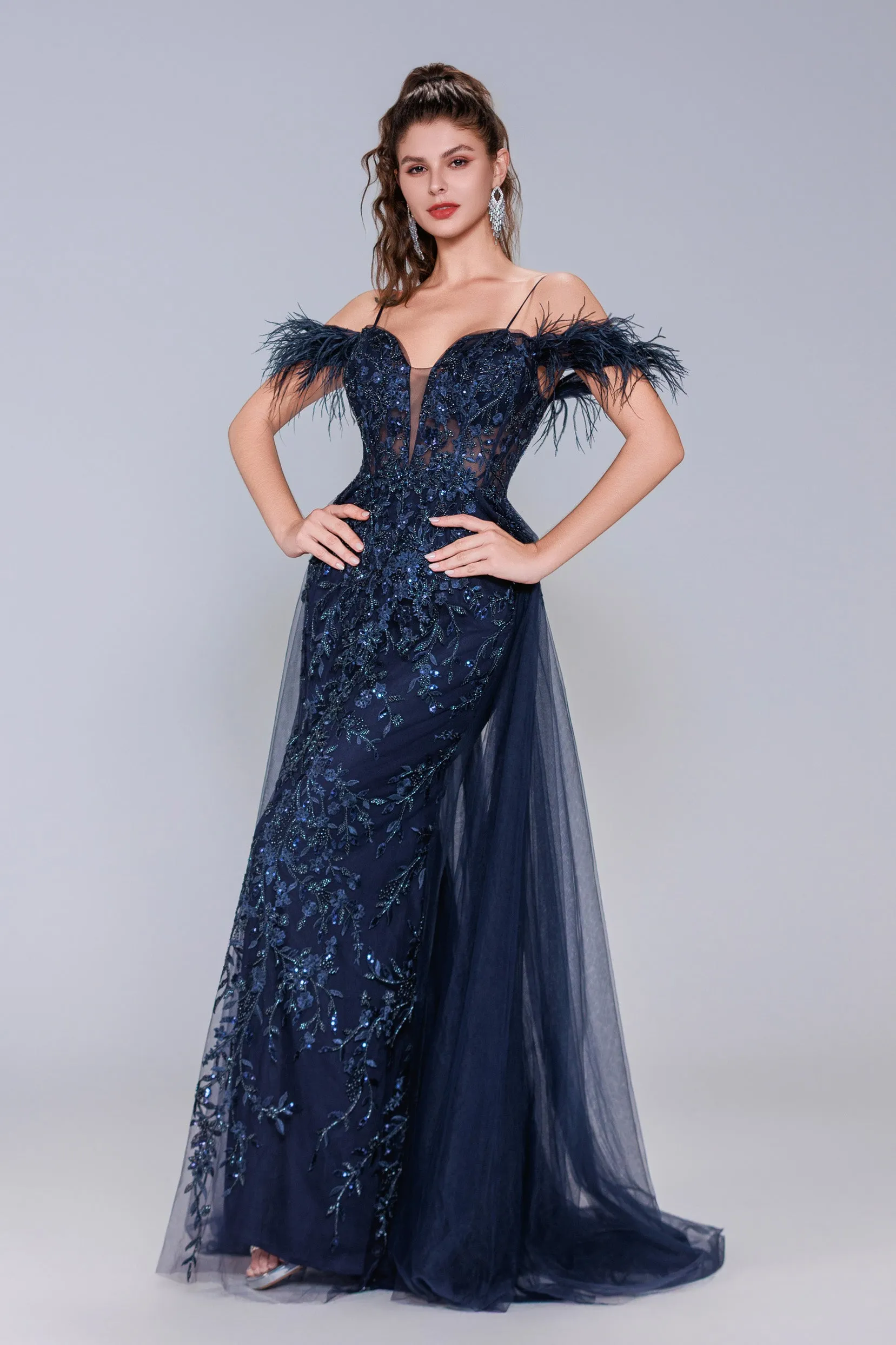 Sheath-Column Maxi Tulle Prom Dress CS1072 sold by Cocomelody product image thumbnail 4