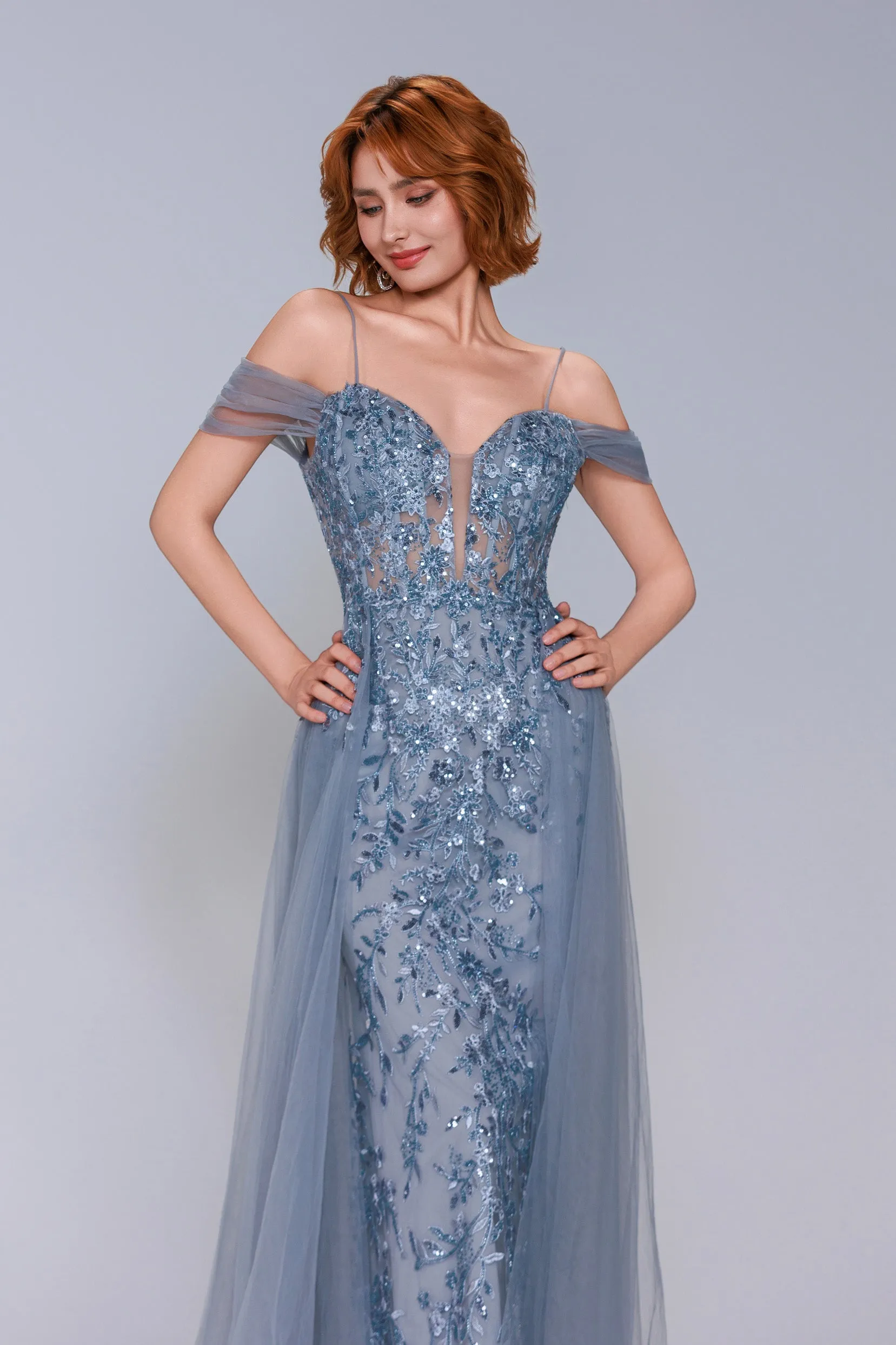 Sheath-Column Maxi Tulle Prom Dress CS1071 sold by Cocomelody product image thumbnail 5