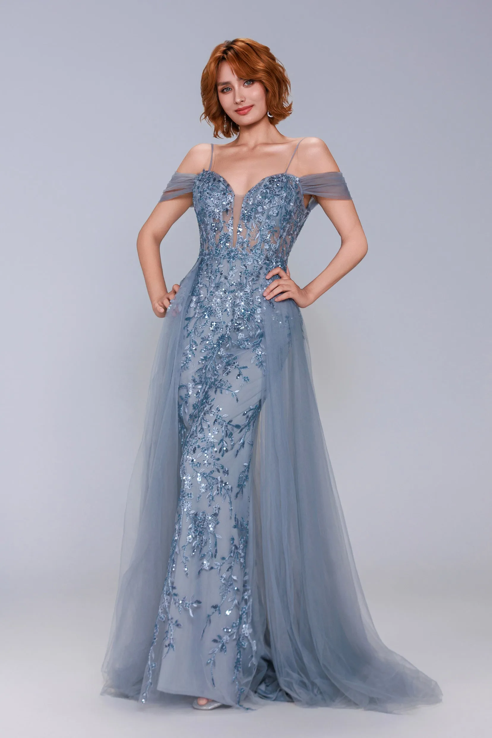 Sheath-Column Maxi Tulle Prom Dress CS1071 sold by Cocomelody product image thumbnail 3