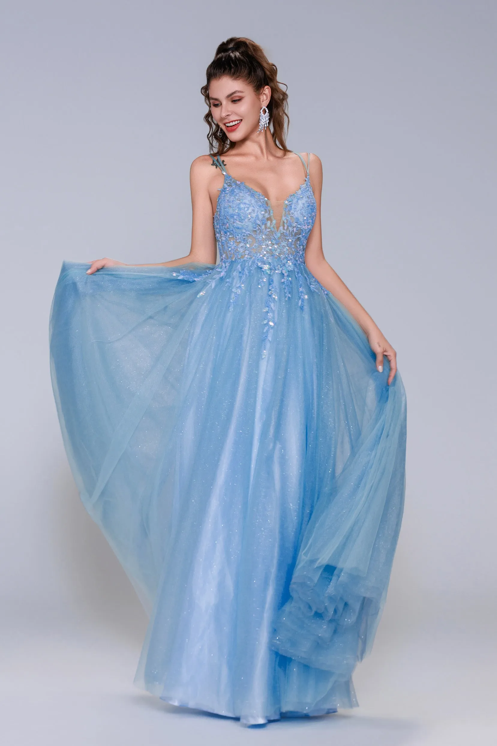 A-Line Maxi Tulle Prom Dress CS1070 sold by Cocomelody