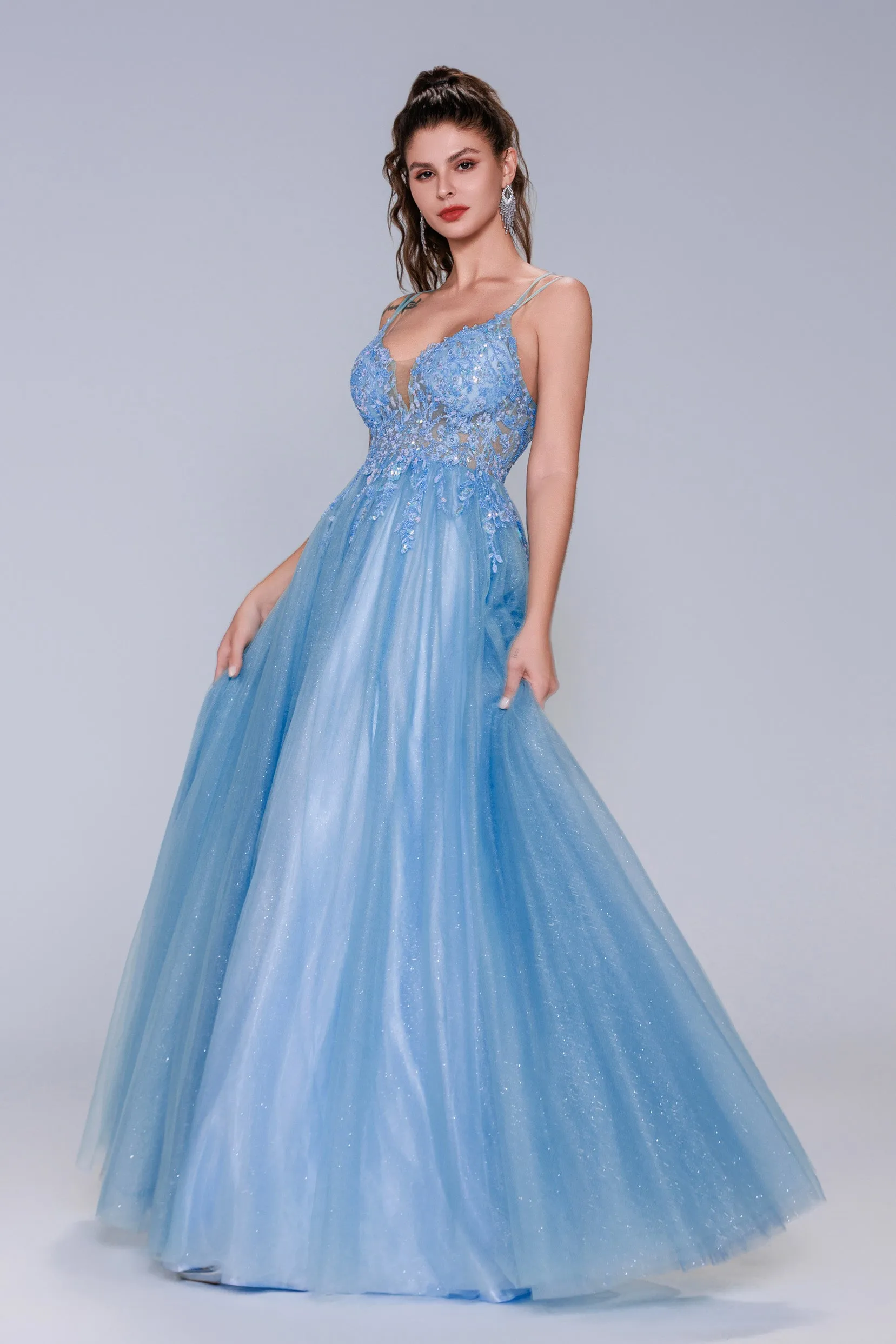 A-Line Maxi Tulle Prom Dress CS1070 sold by Cocomelody product image thumbnail 4
