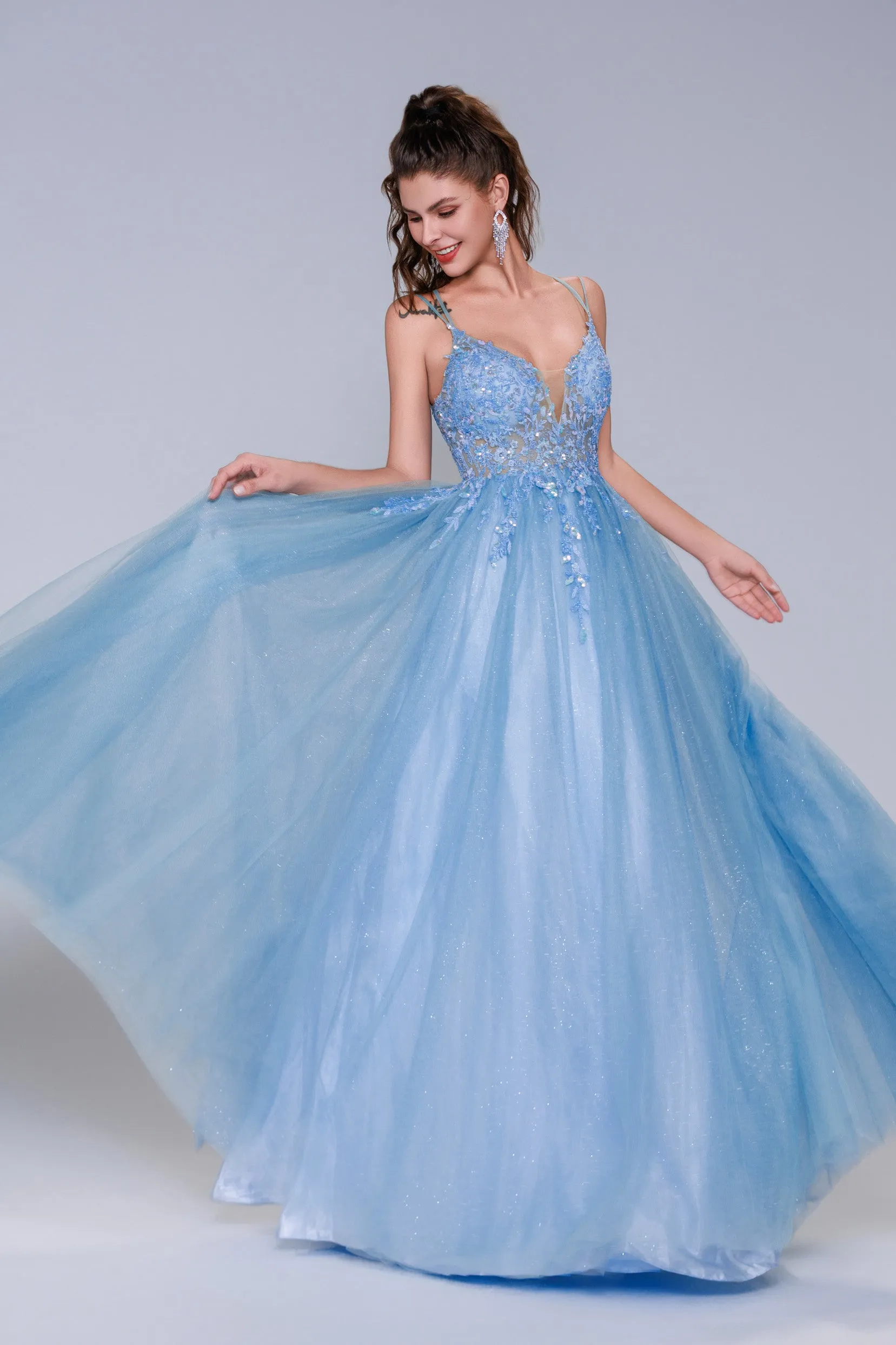 A-Line Maxi Tulle Prom Dress CS1070 sold by Cocomelody product image thumbnail 5
