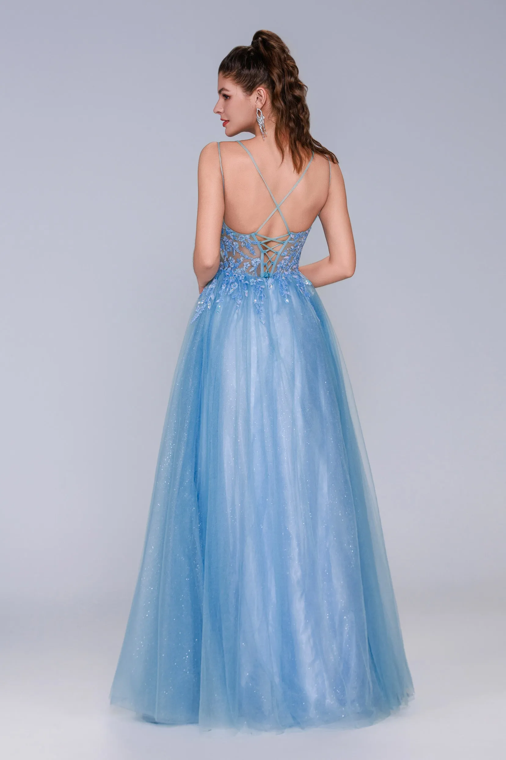 A-Line Maxi Tulle Prom Dress CS1070 sold by Cocomelody product image thumbnail 2