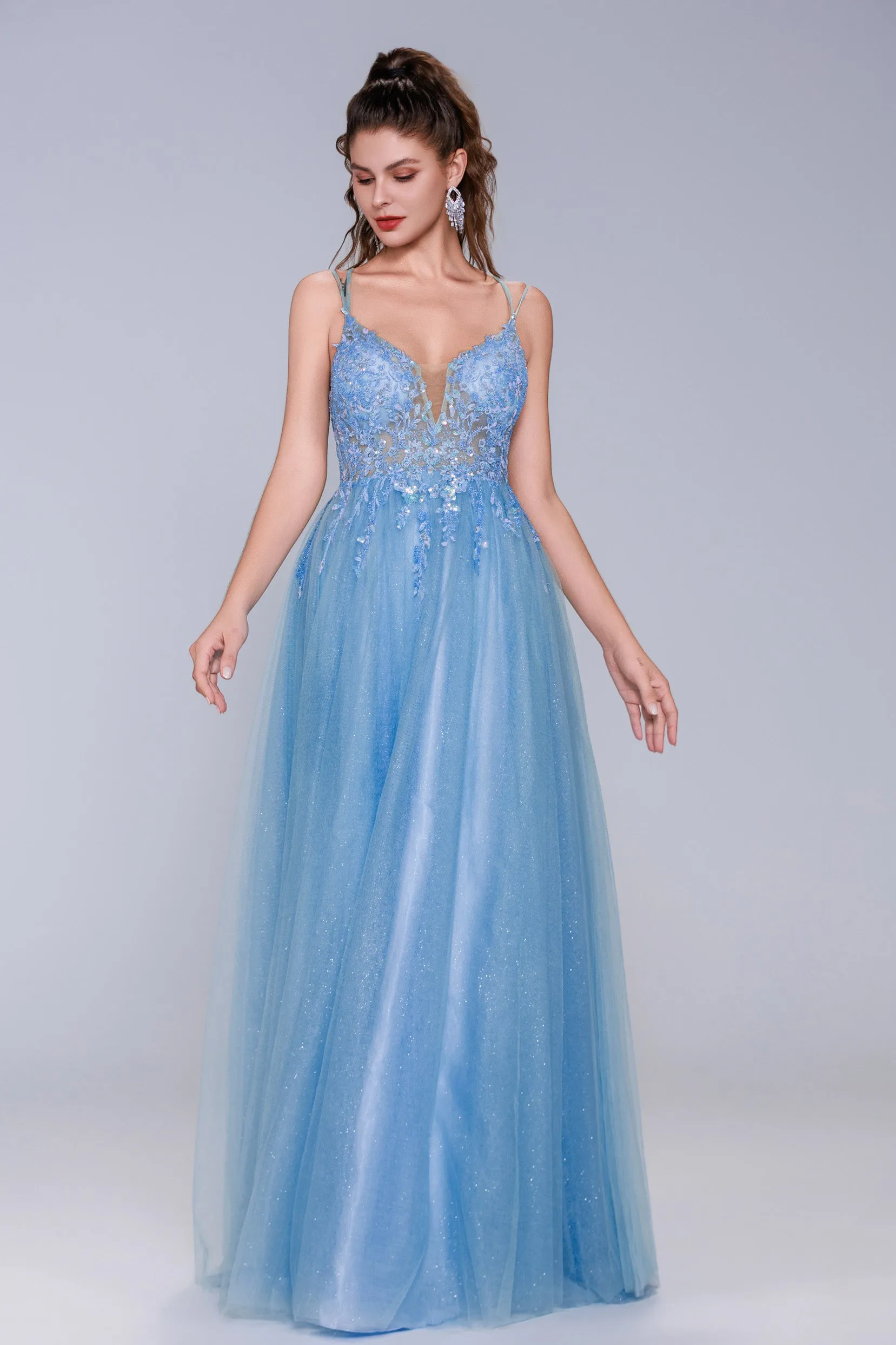 A-Line Maxi Tulle Prom Dress CS1070 sold by Cocomelody product image thumbnail 3