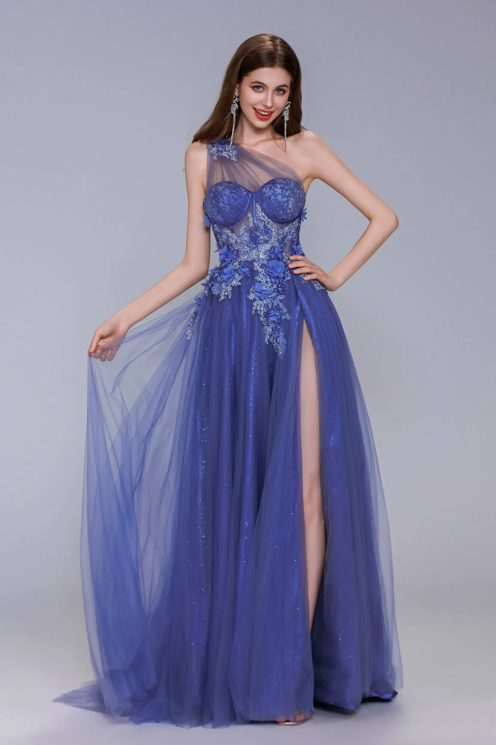 A-Line Sweep-Brush Train Tulle Prom Dress CS1069 sold by Cocomelody product image thumbnail 5