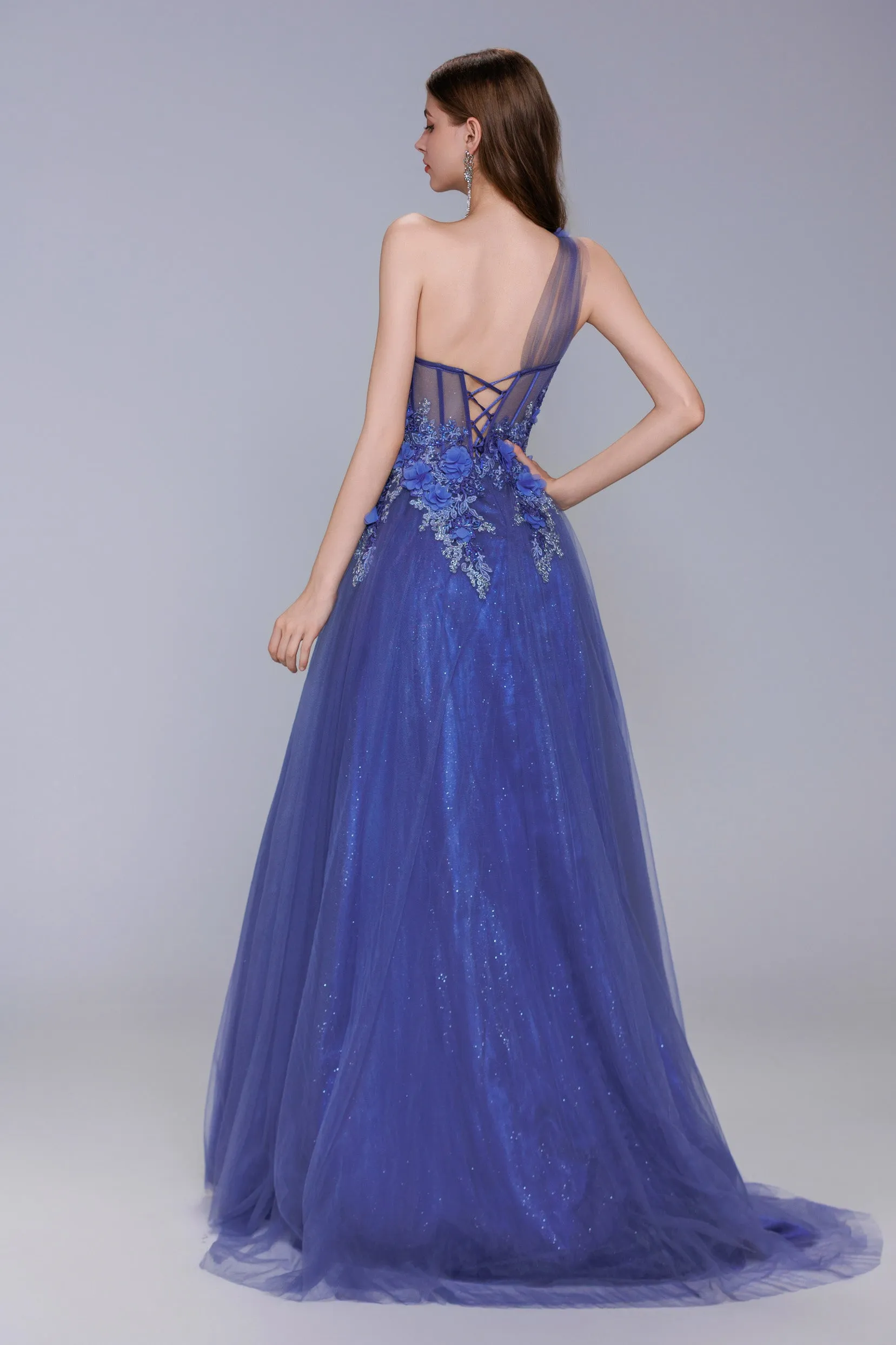 A-Line Sweep-Brush Train Tulle Prom Dress CS1069 sold by Cocomelody product image thumbnail 2