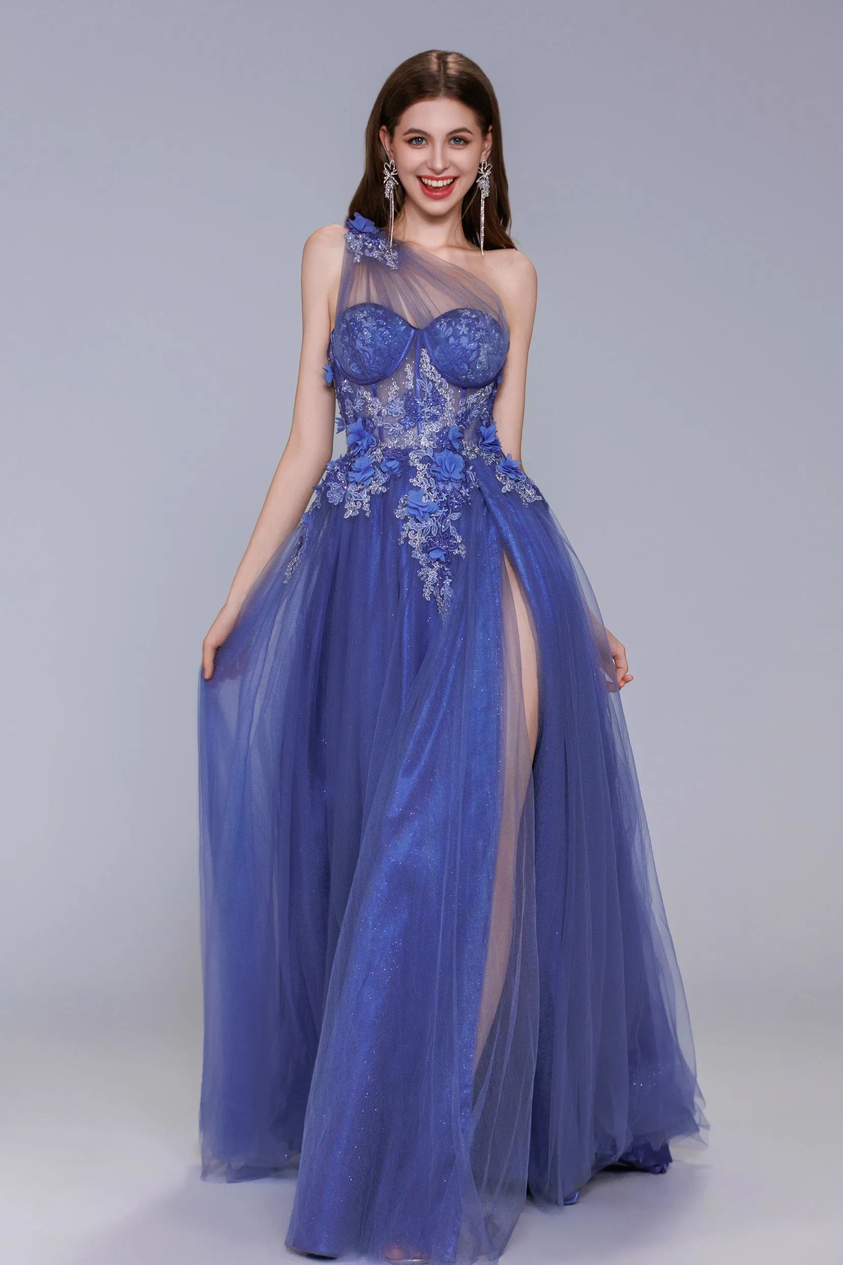 A-Line Sweep-Brush Train Tulle Prom Dress CS1069 sold by Cocomelody product image thumbnail 3