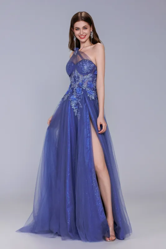A-Line Sweep-Brush Train Tulle Prom Dress CS1069 sold by Cocomelody