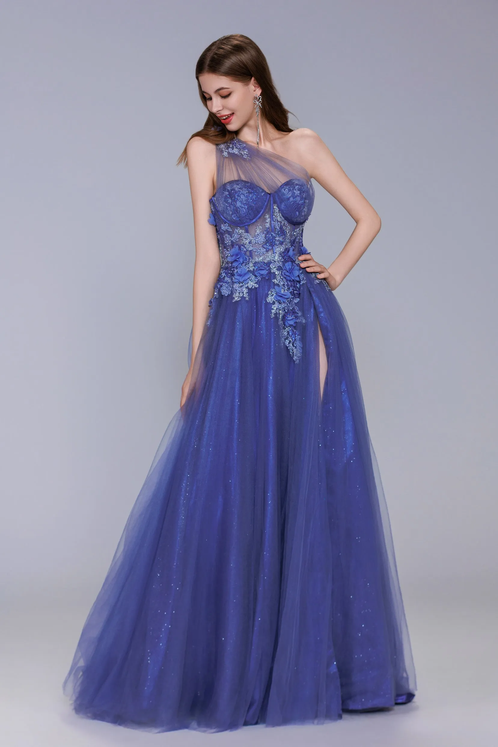 A-Line Sweep-Brush Train Tulle Prom Dress CS1069 sold by Cocomelody product image thumbnail 4
