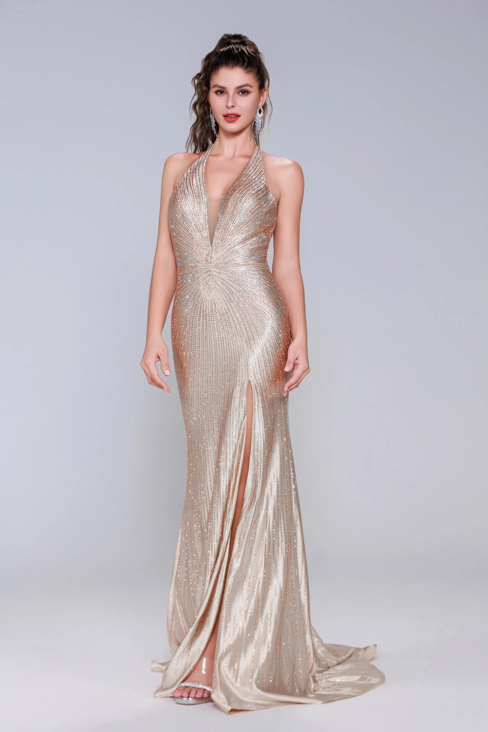 Sheath-Column Sweep-Brush Train Sequined Prom Dress CS1067 sold by Cocomelody product image thumbnail 5