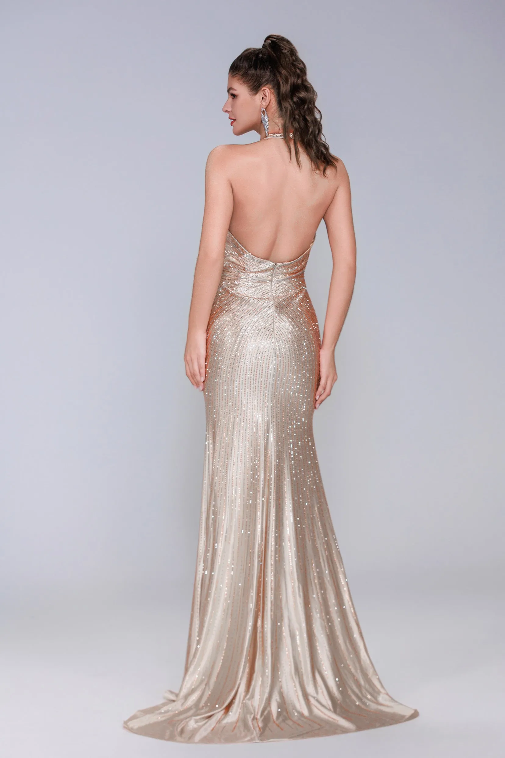 Sheath-Column Sweep-Brush Train Sequined Prom Dress CS1067 sold by Cocomelody product image thumbnail 2
