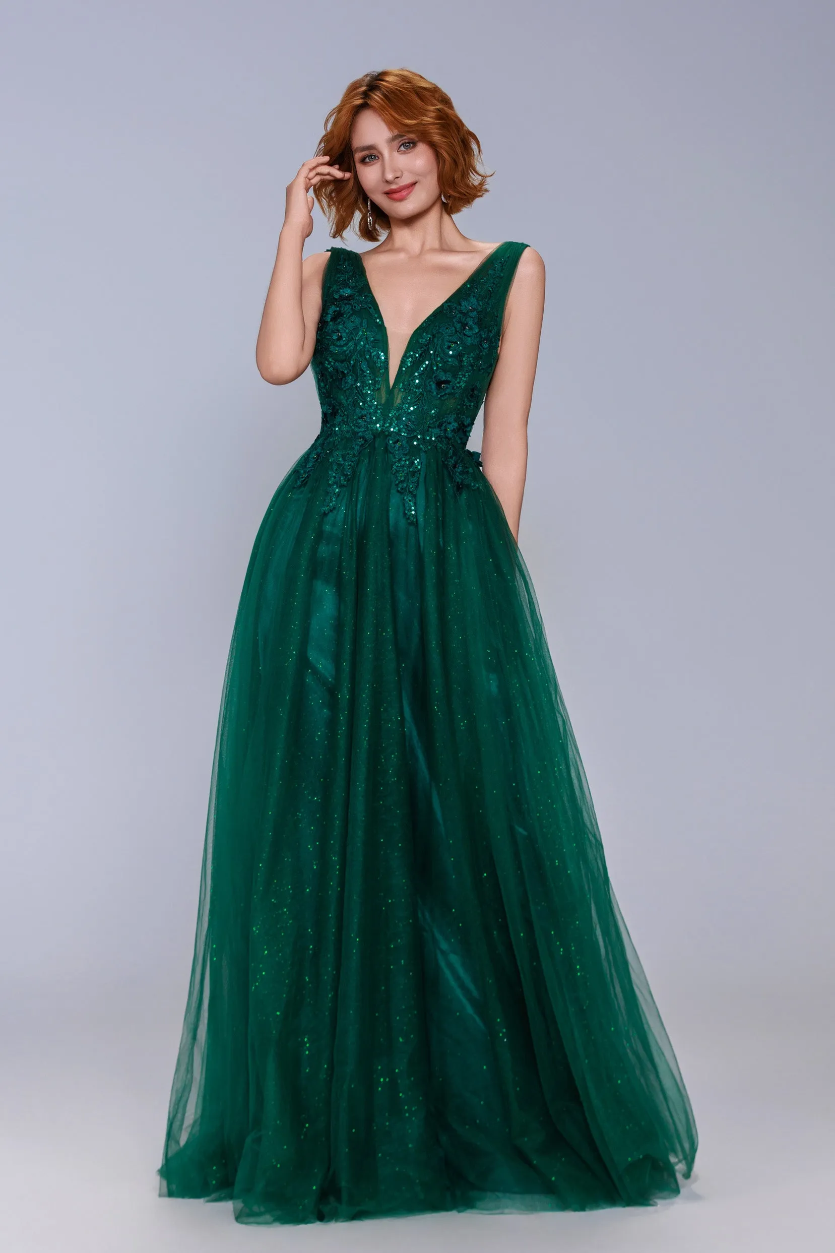 A-Line Maxi Tulle Prom Dress CS1062 sold by Cocomelody product image thumbnail 3