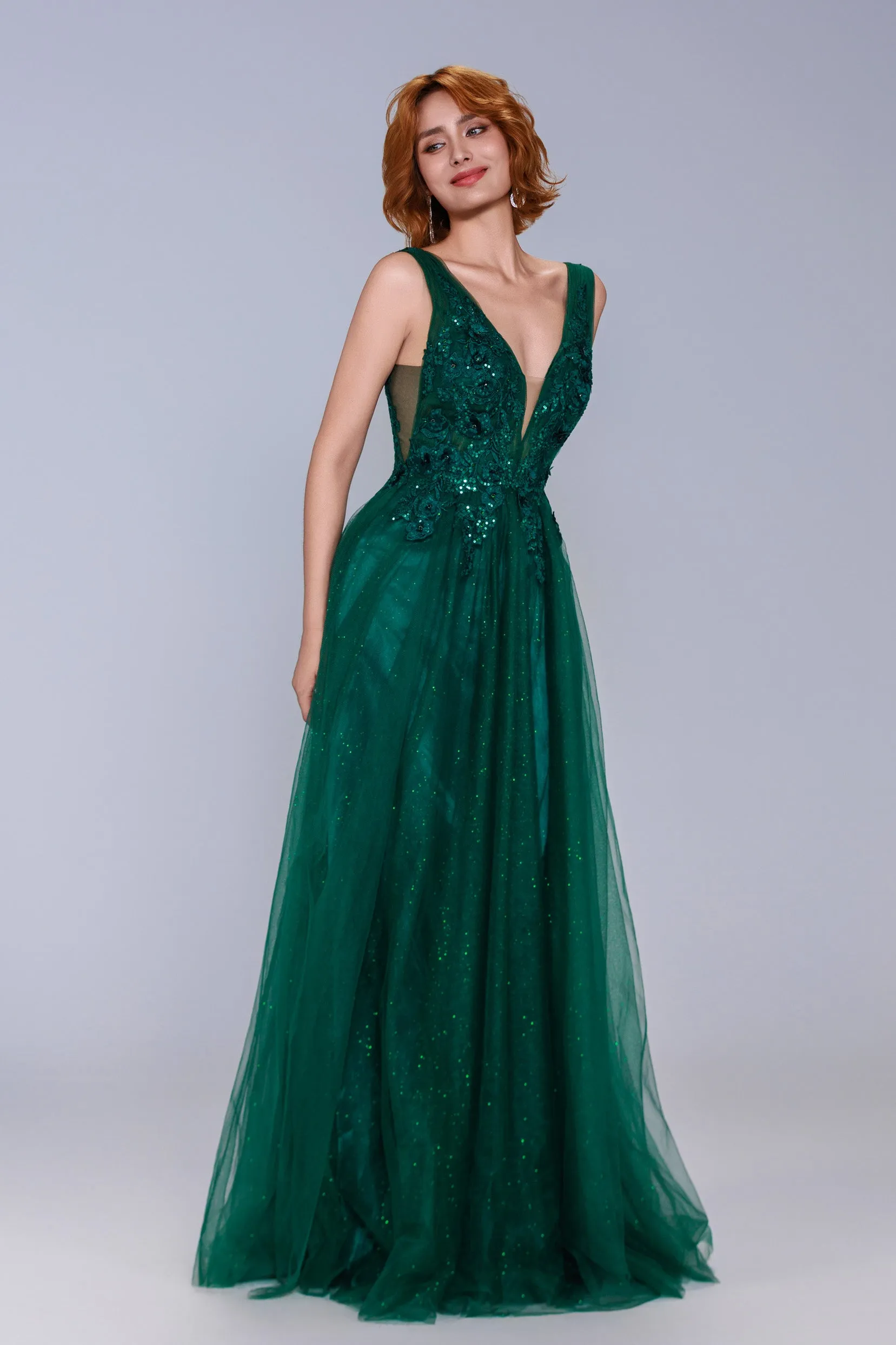 A-Line Maxi Tulle Prom Dress CS1062 sold by Cocomelody product image thumbnail 4