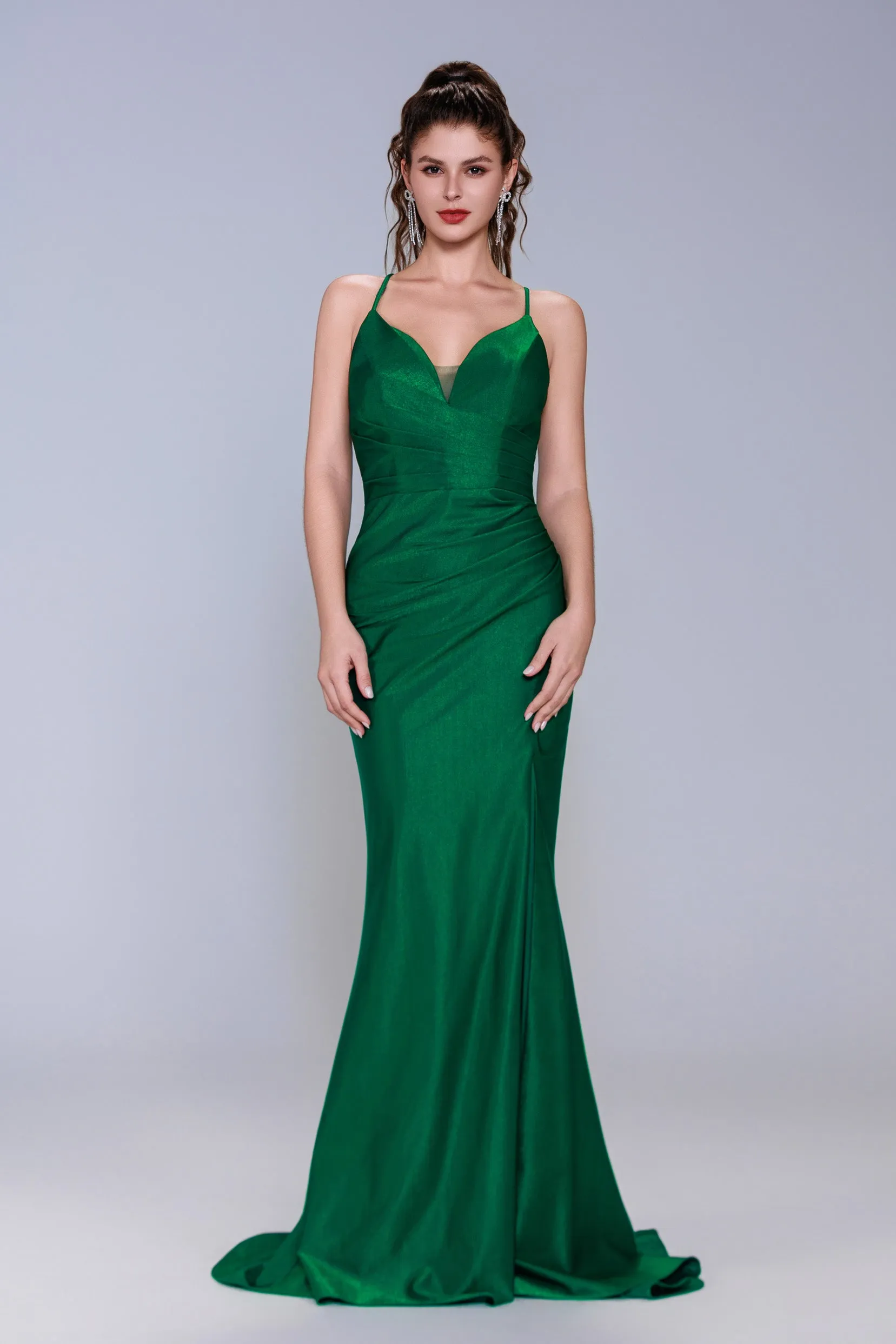 Sheath-Column Sweep-Brush Train Stretch Satin Prom Dress CS1061 sold by Cocomelody product image thumbnail 3