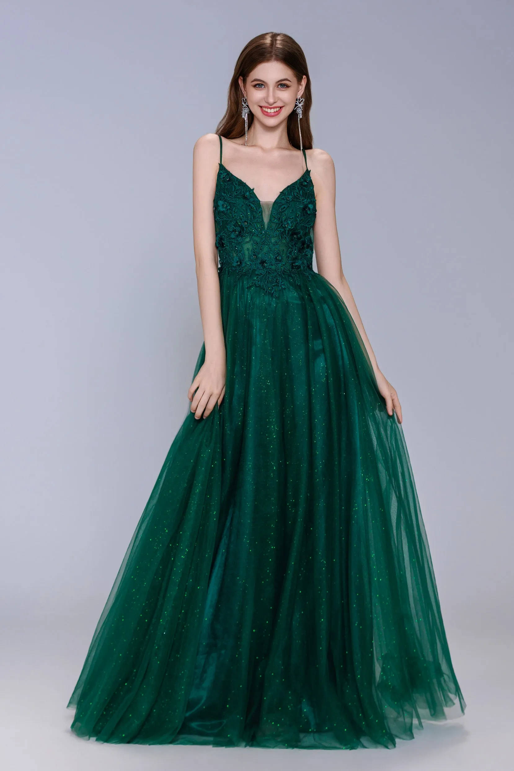 A-Line Maxi Tulle Prom Dress CS1060 sold by Cocomelody