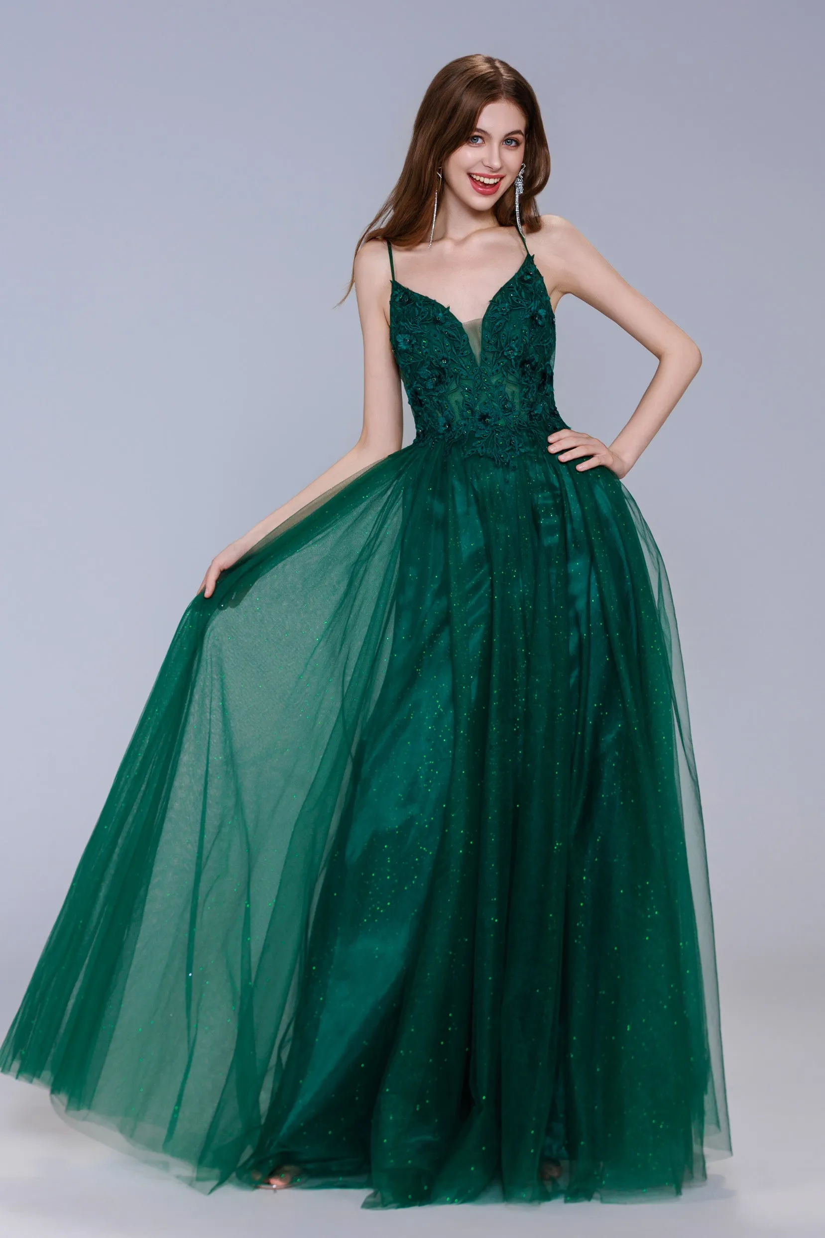 A-Line Maxi Tulle Prom Dress CS1060 sold by Cocomelody product image thumbnail 3