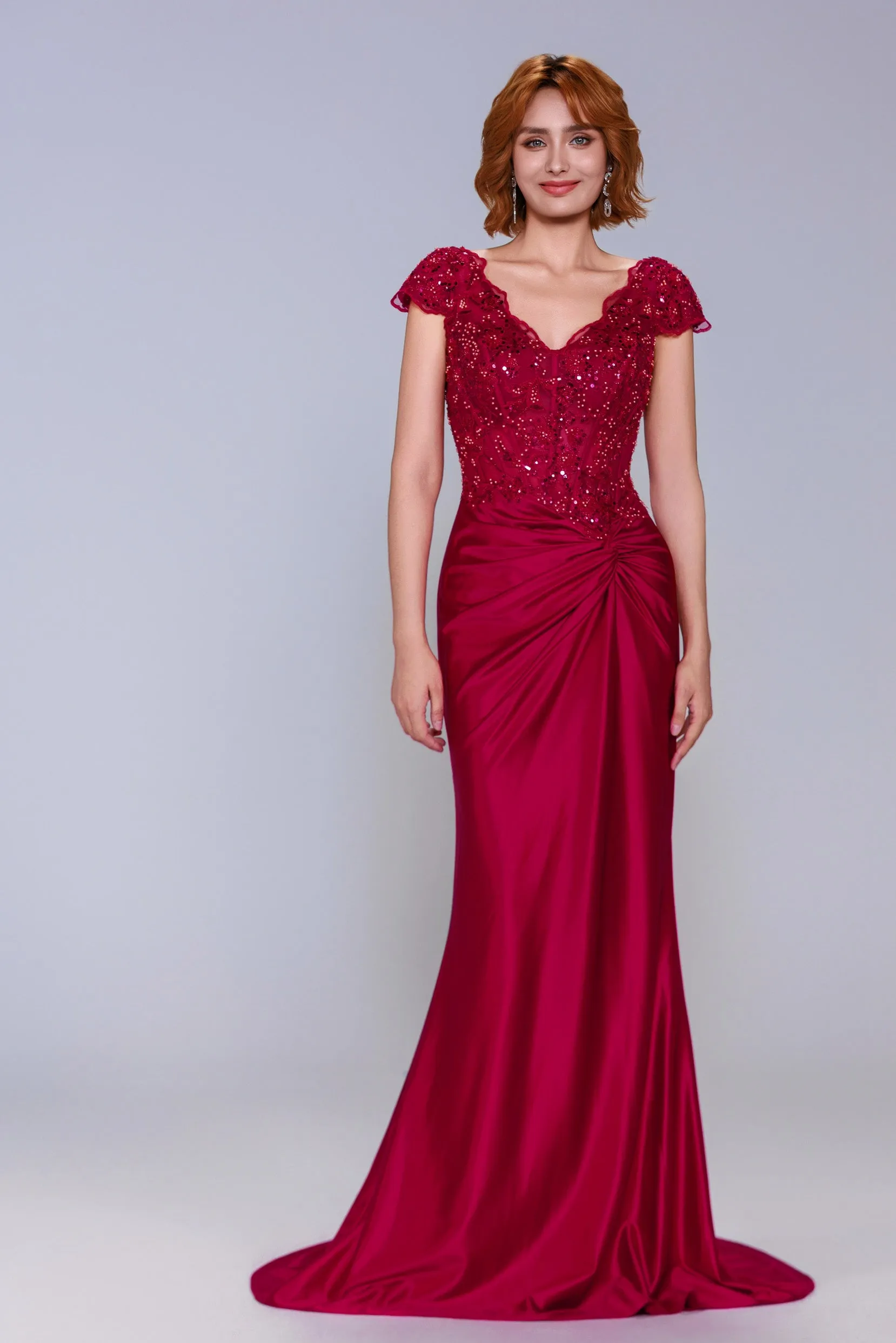 Sheath-Column Sweep-Brush Train Stretch Satin Prom Dress CS1059 sold by Cocomelody product image thumbnail 3